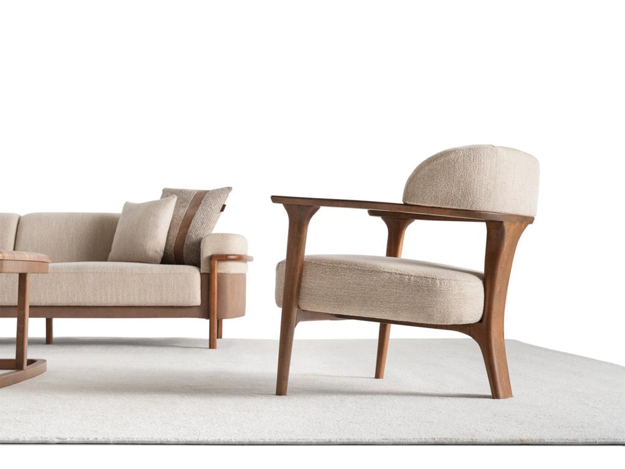 Odin 4-pieces (4 Seater Sofa &  3 Seater Sofa & 2 Chair) Livingroom Set Cream