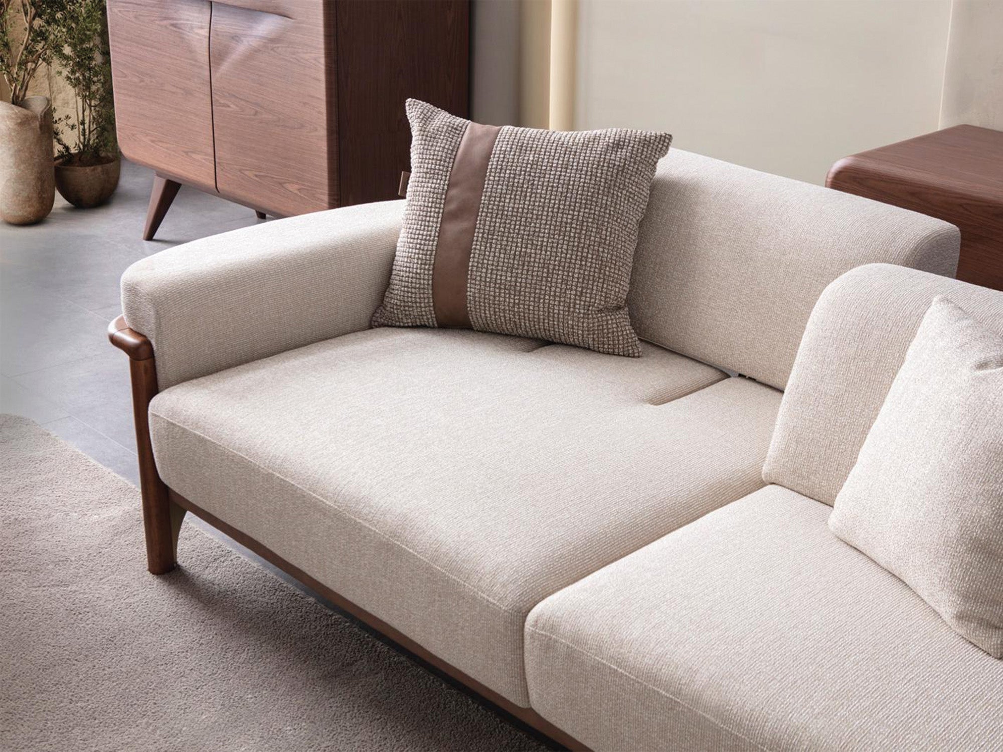 Odin 4-pieces (4 Seater Sofa &  3 Seater Sofa & 2 Chair) Livingroom Set Cream