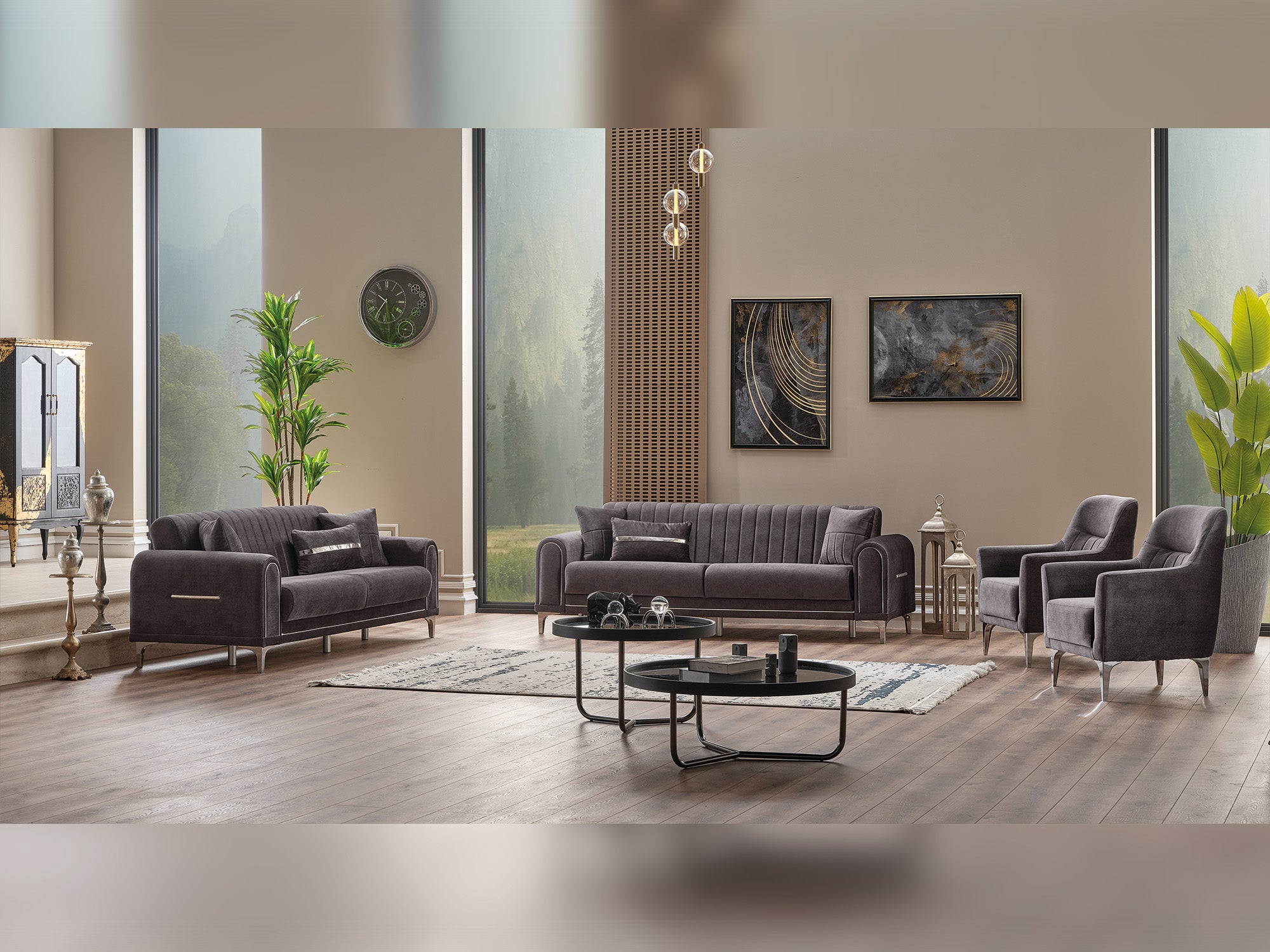 Orion 3-pieces (Sofa & Loveseat & Chair) Livingroom Set Grey