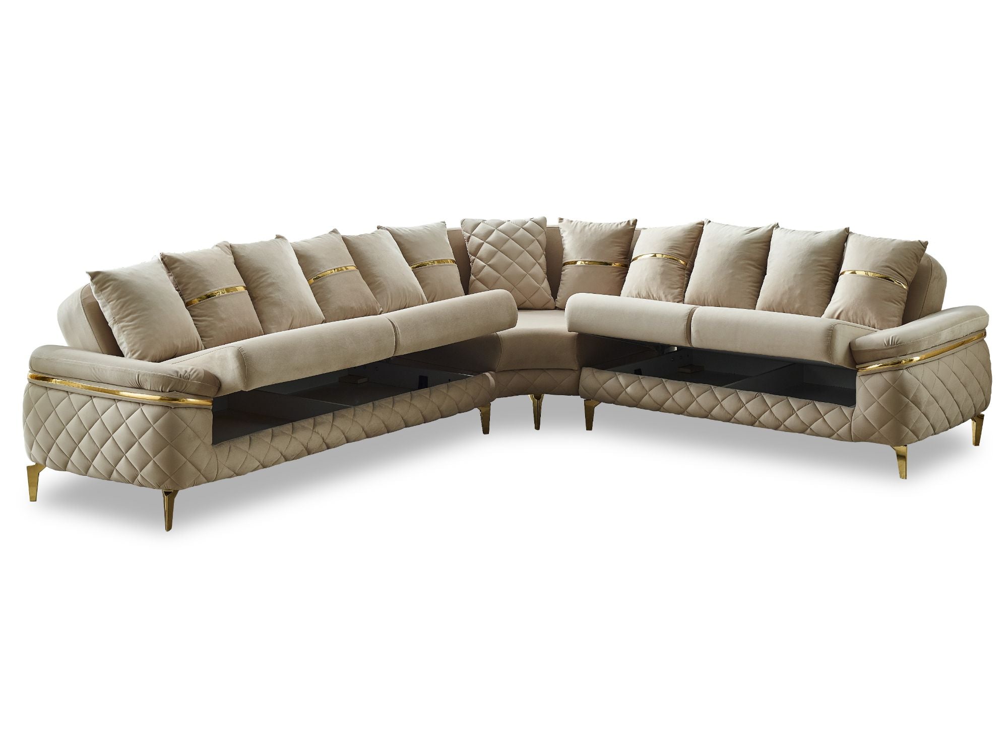Orlando Convertible Sectional Sofa Beige