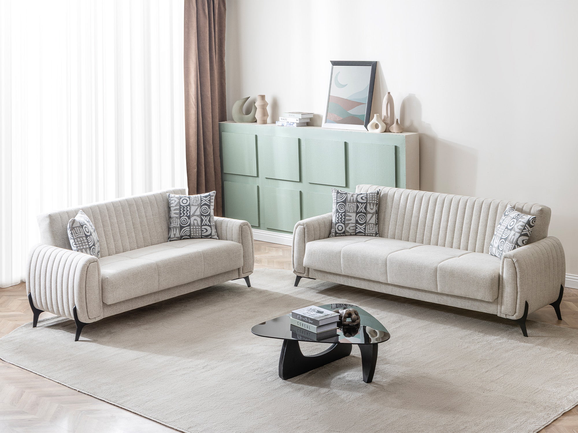 Palermo Convertible Loveseat Cream