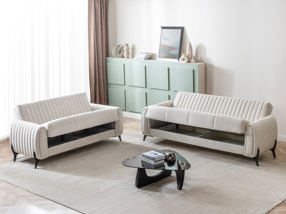 Palermo 3-pieces (Sofa & Loveseat & Chair) Livingroom Set Cream