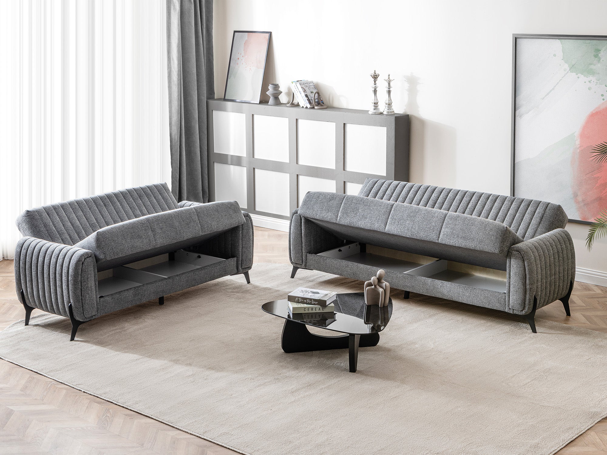 Palermo Convertible Loveseat Grey