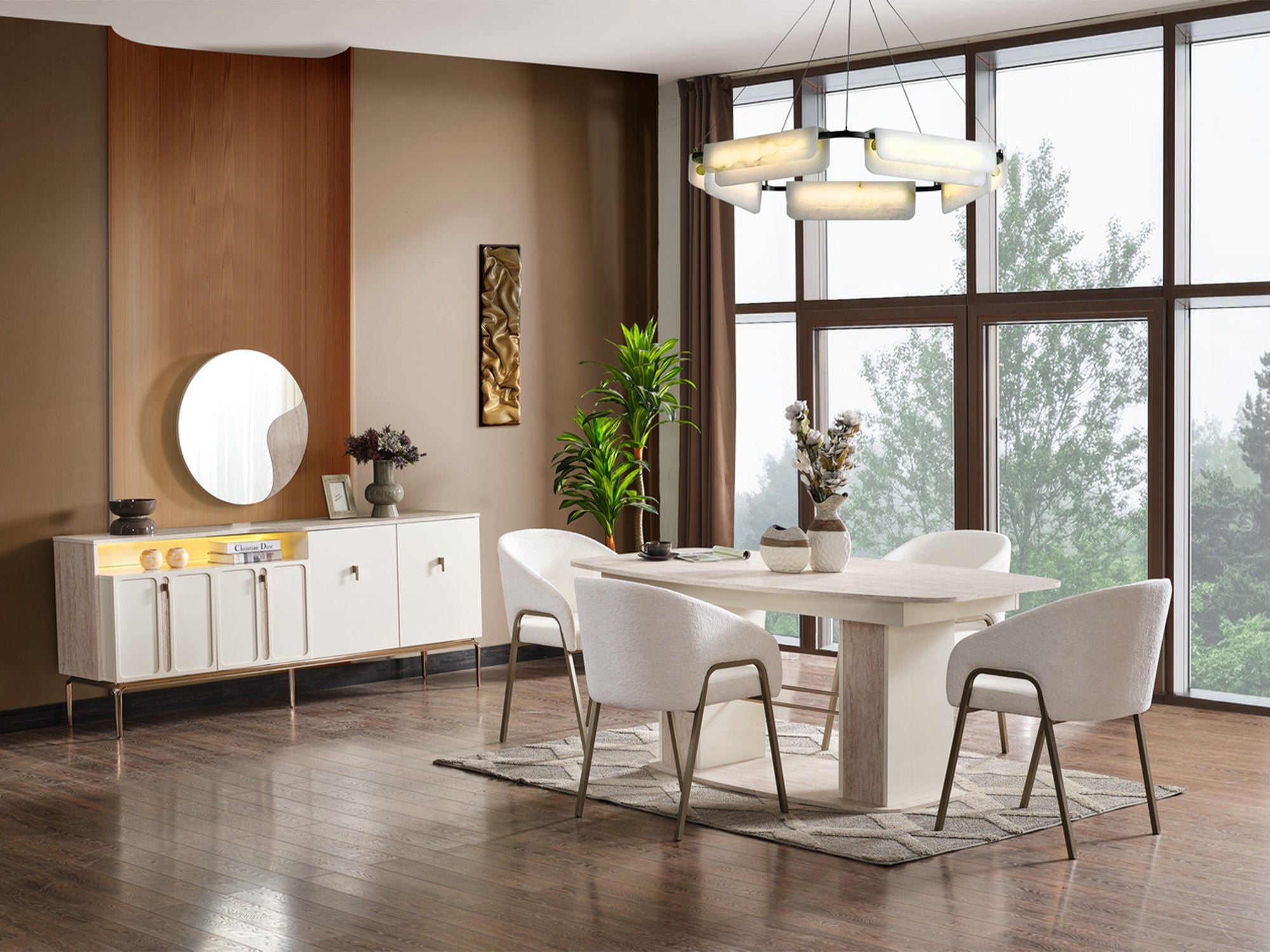 Pamukkale Diningroom (Consol With Mirror & Dining Table & 6 Dining Chair)