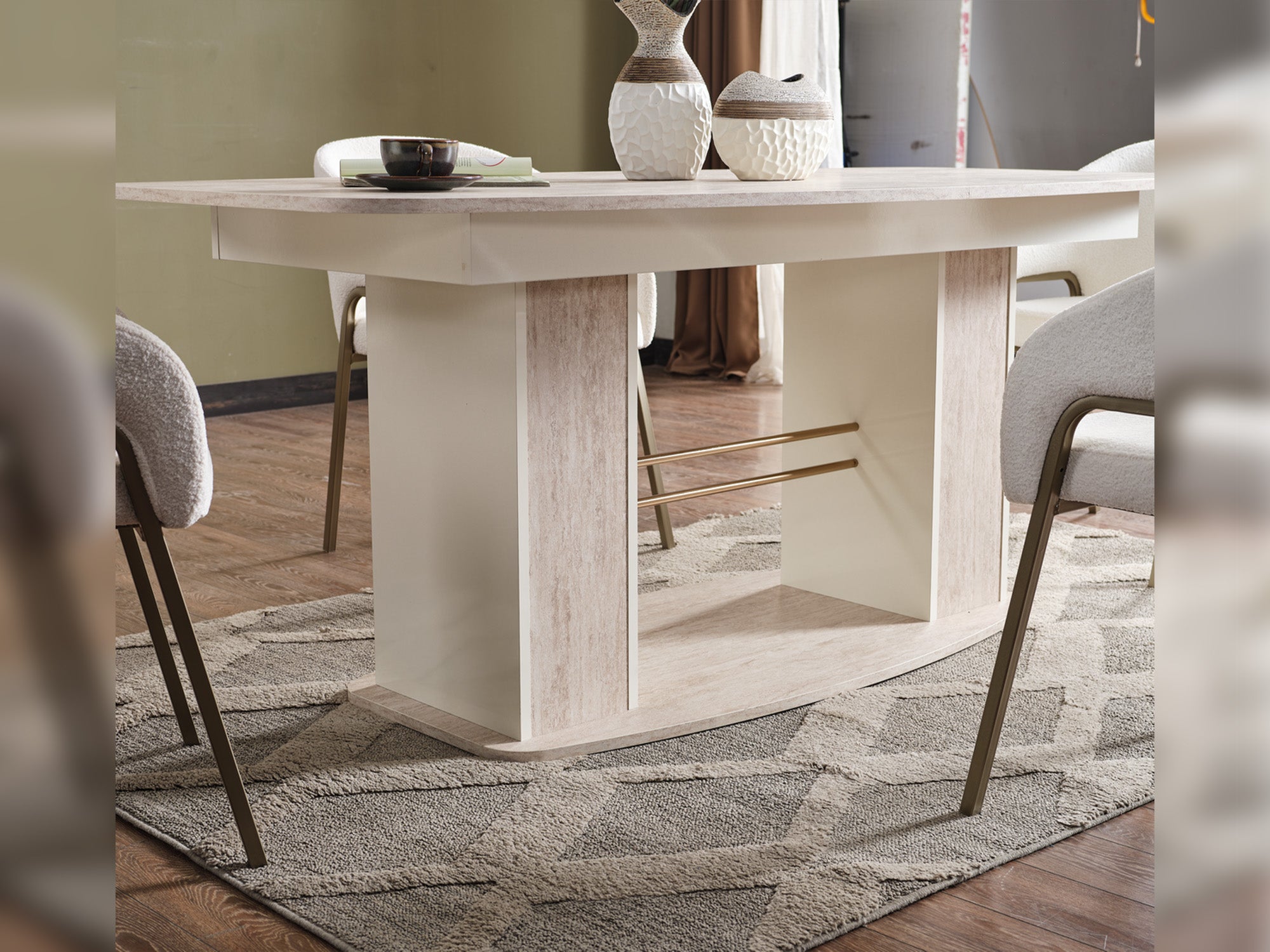 Pamukkale Diningroom (Consol With Mirror & Dining Table & 6 Dining Chair)