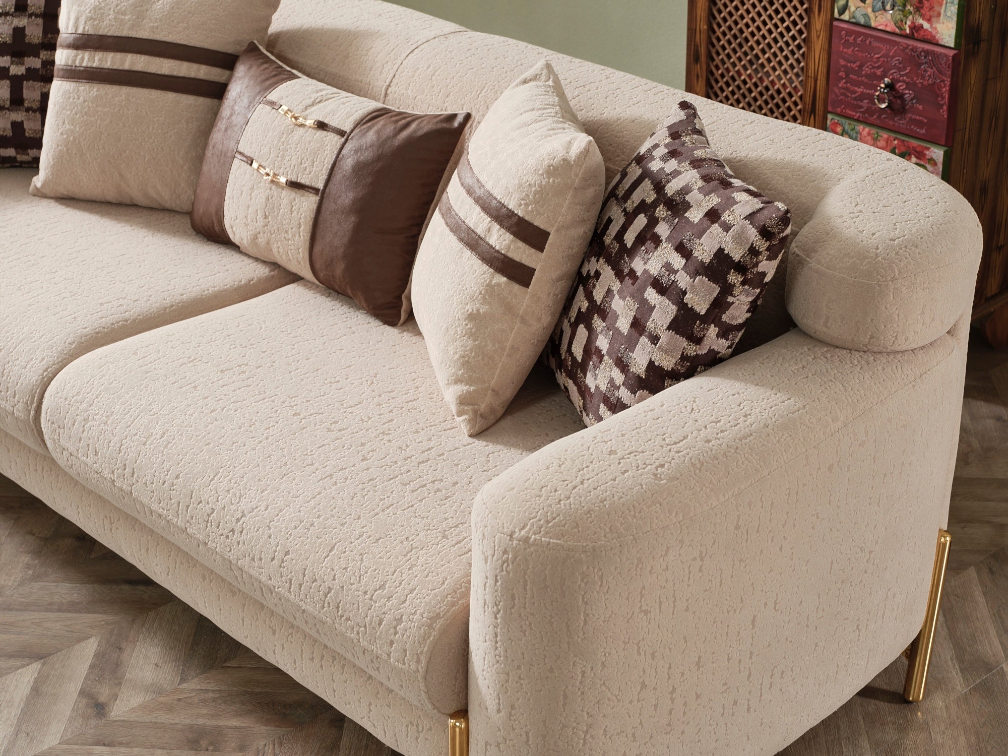 Shelby 3-pieces (Sofa & Loveseat & Chair) Livingroom Set Beige