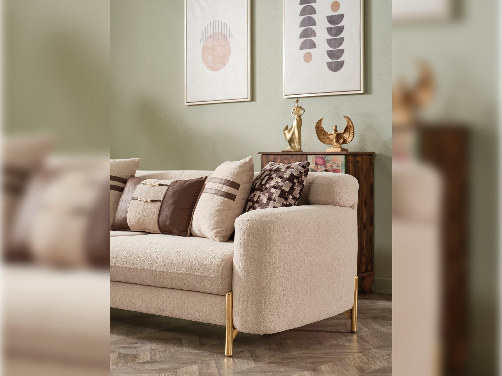 Shelby 3-pieces (Sofa & Loveseat & Chair) Livingroom Set Beige