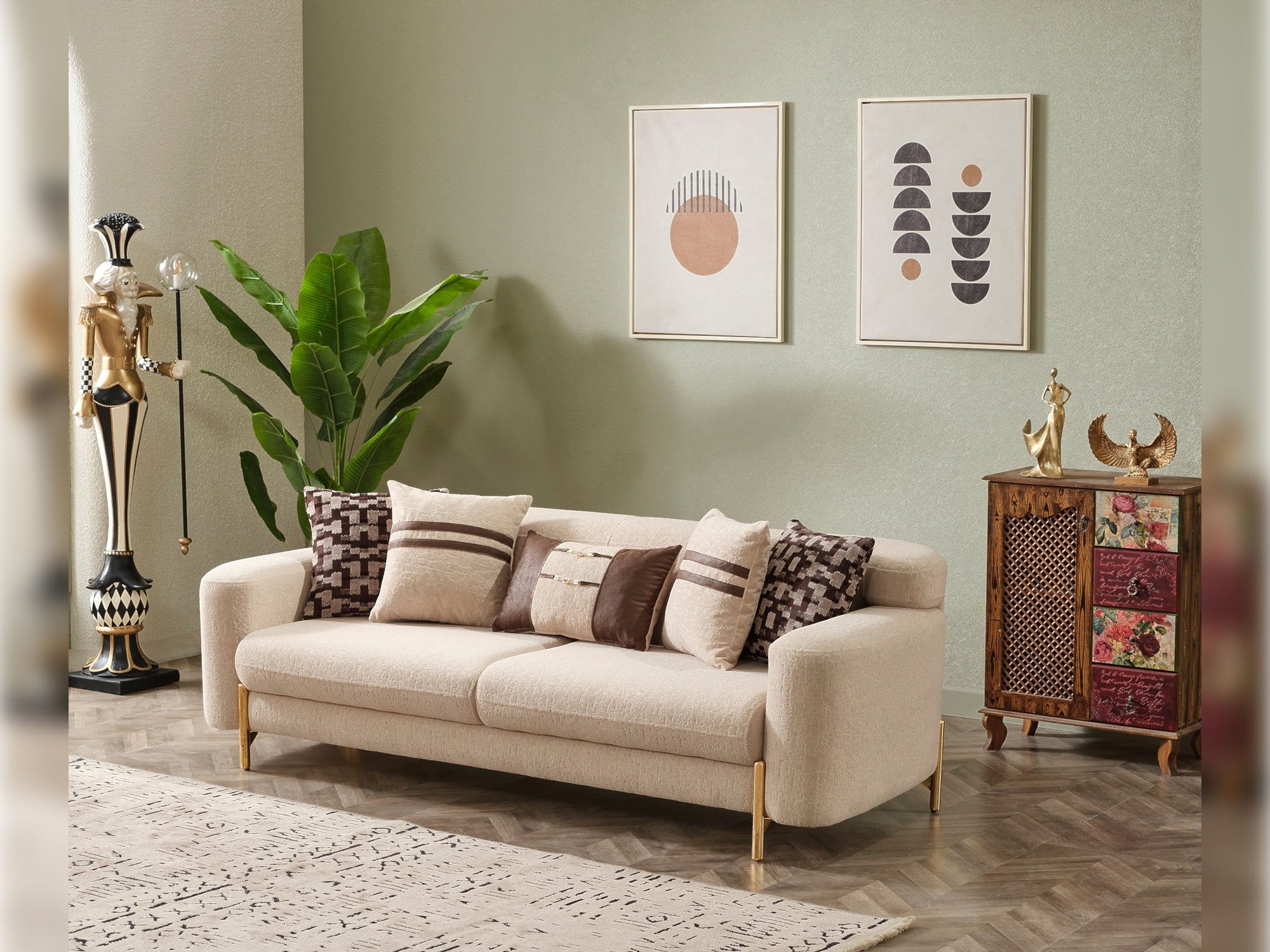Shelby 3-pieces (Sofa & Loveseat & Chair) Livingroom Set Beige