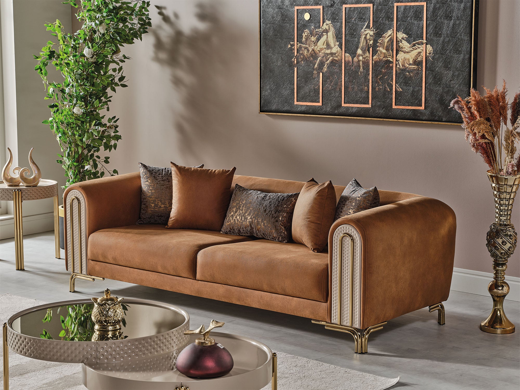 Paris 3-pieces (Sofa & Loveseat & Chair) Livingroom Set Brown