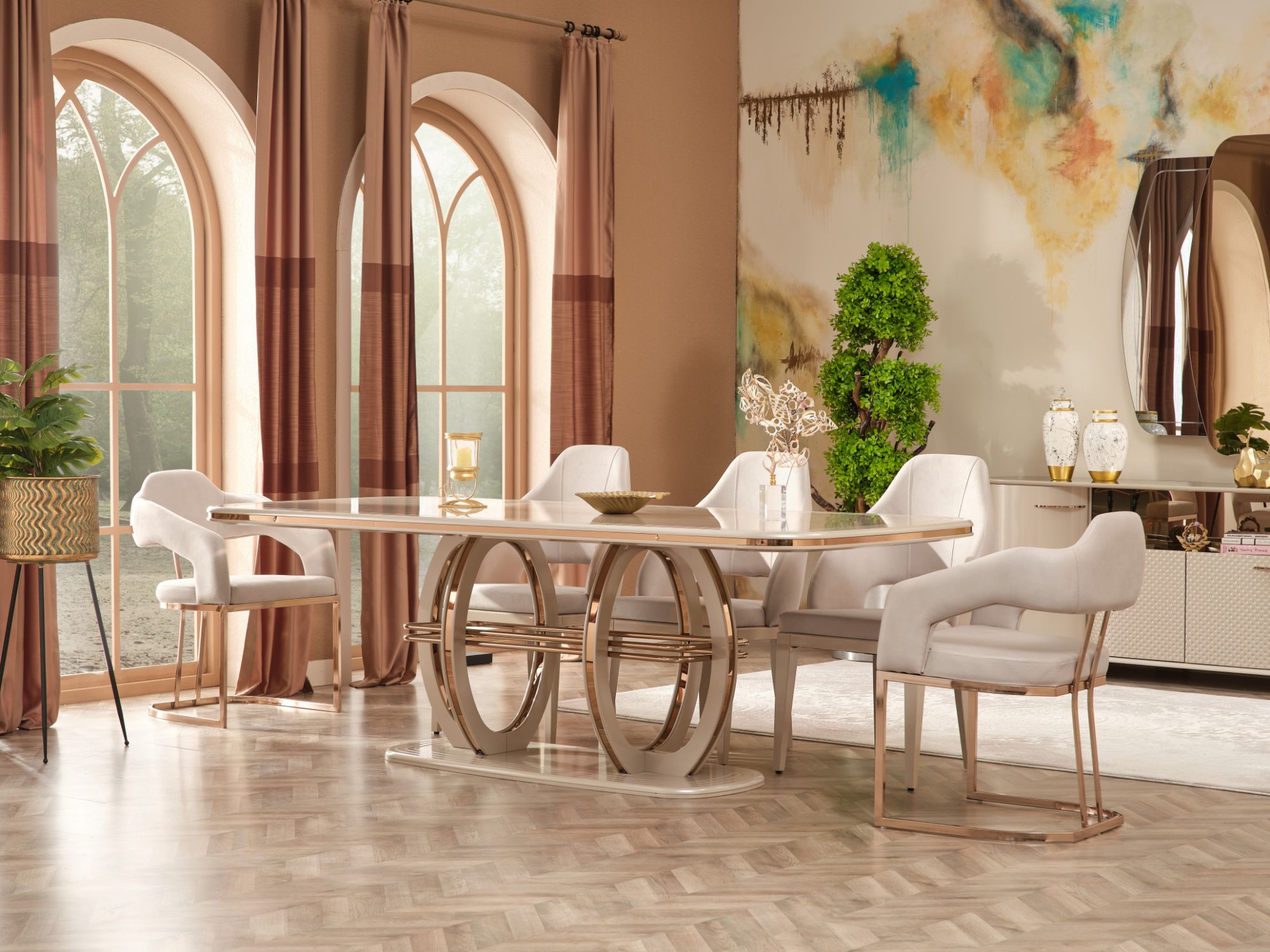 Paris Diningroom (Consol With Mirror & Dining Table & 6 Dining Chair)