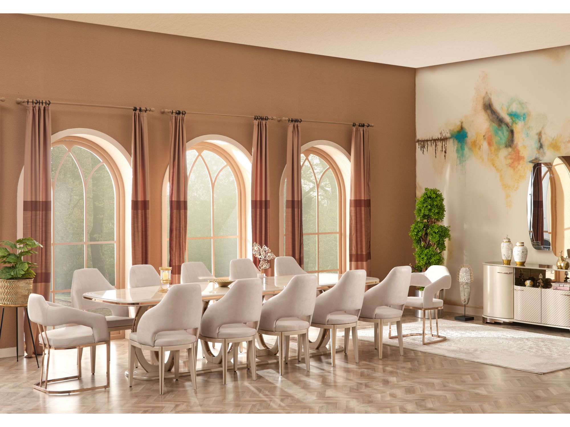 Paris Diningroom (Consol With Mirror & Dining Table & 6 Dining Chair)