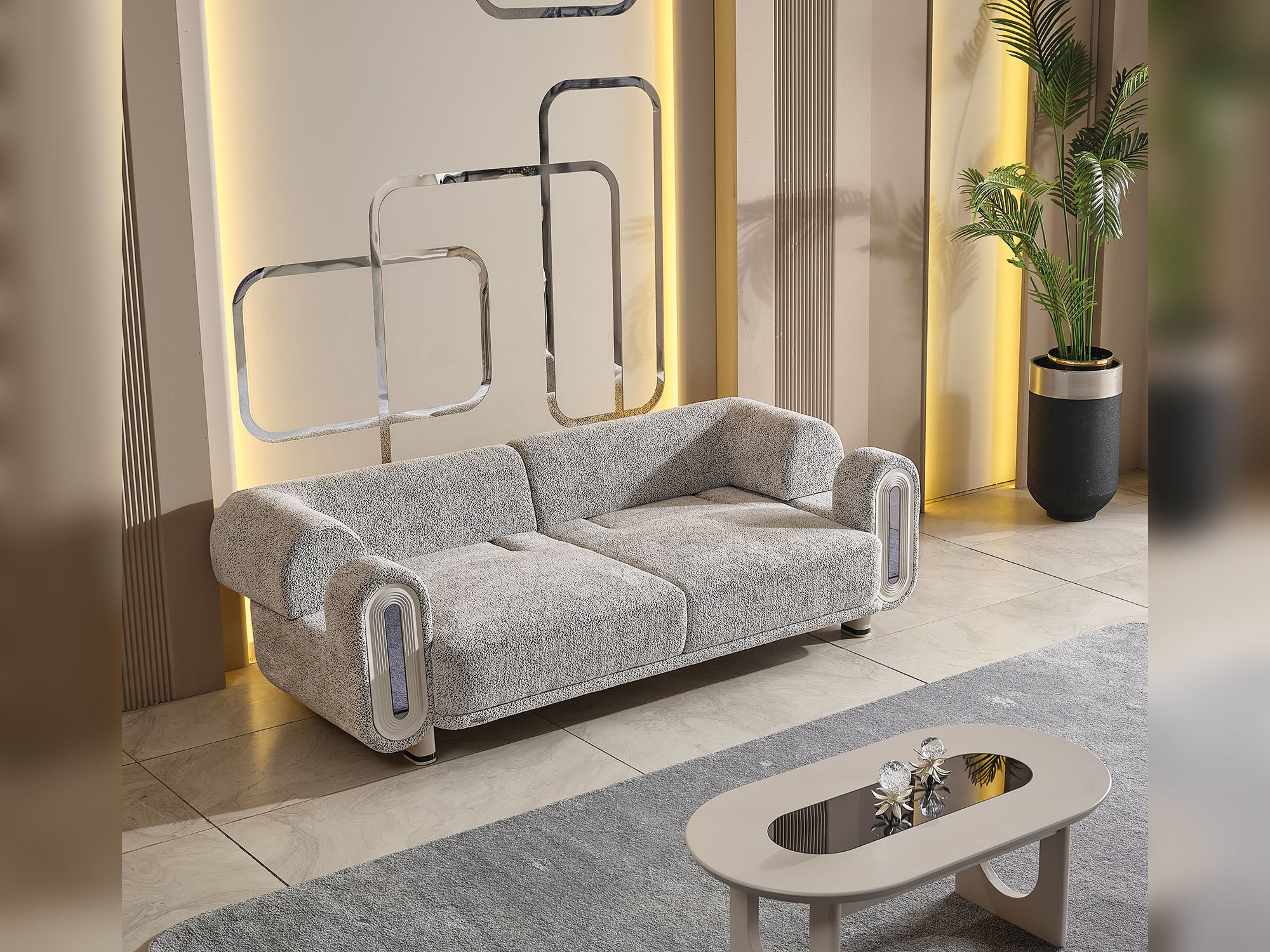 Parma 3-pieces (Sofa & Loveseat & Chair) Livingroom Set Light Grey