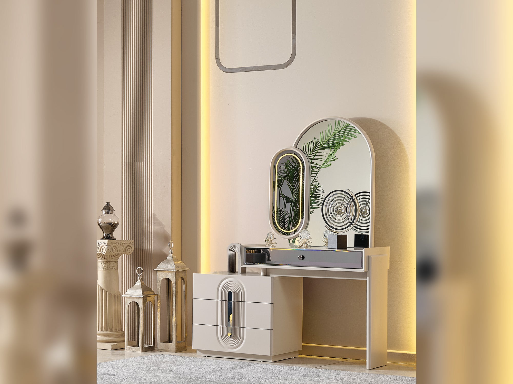 Parma Bedroom (Queen Frame With Headboard & Dresser With Mirror & 2 Nightstand)