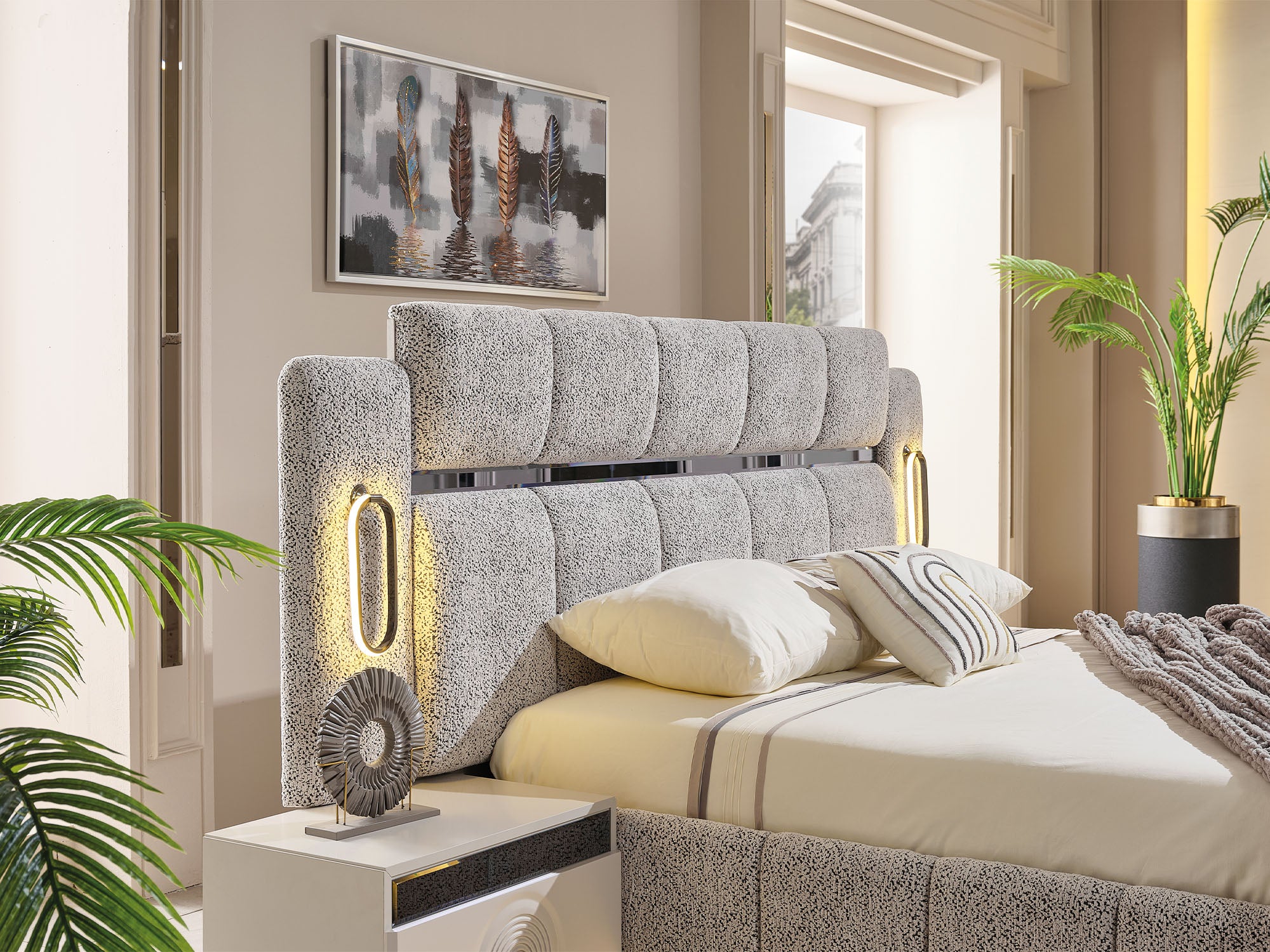 Parma Bedroom (Queen Frame With Headboard & Dresser With Mirror & 2 Nightstand)