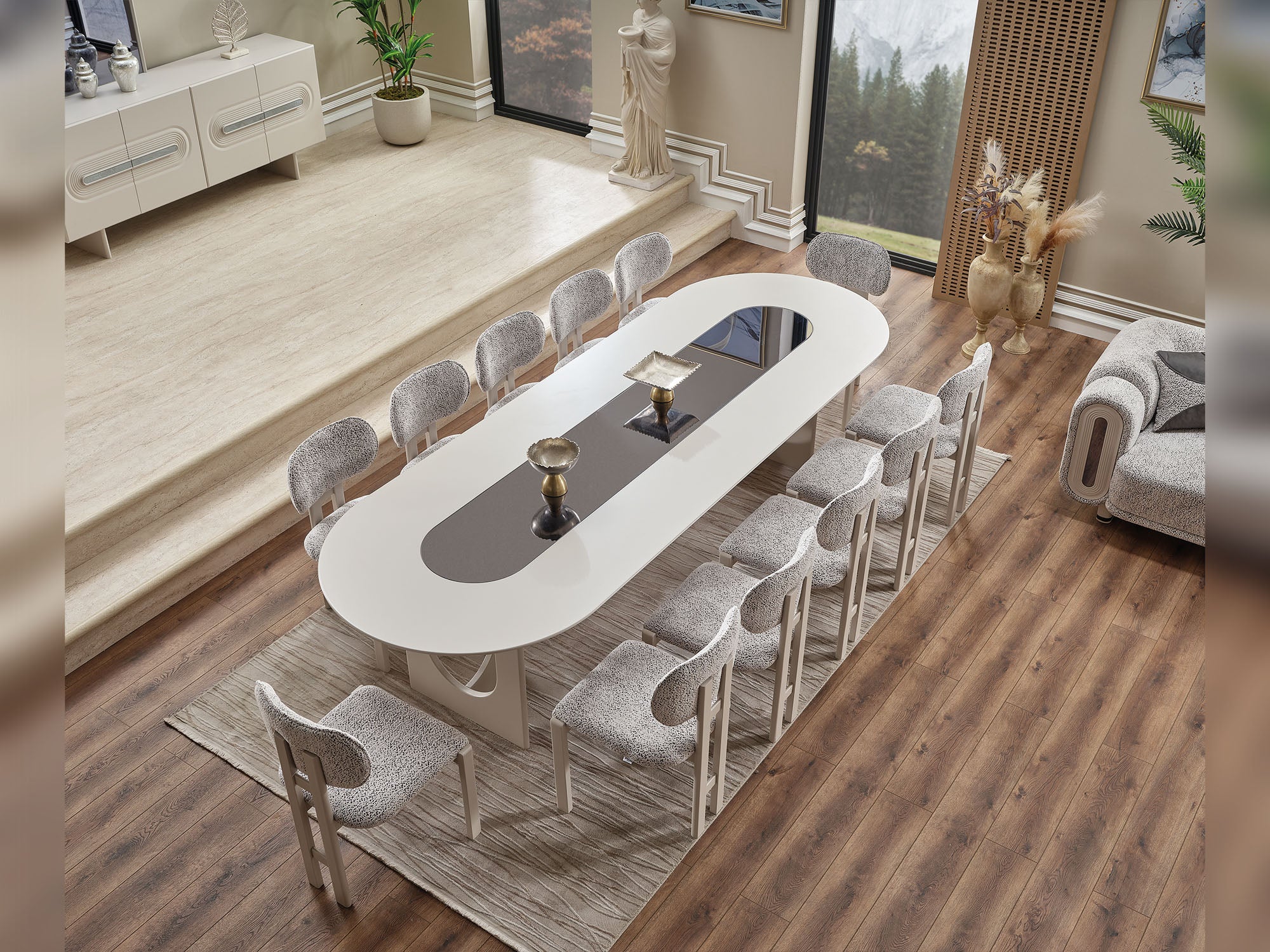 Parma Diningroom (Consol With Mirror & Dining Table & 6 Dining Chair)