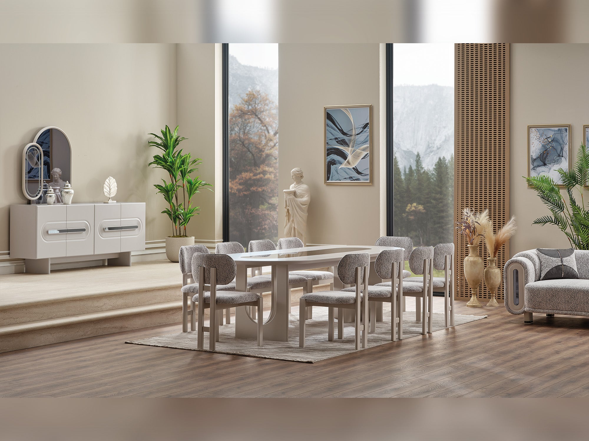 Parma Diningroom (Consol With Mirror & Dining Table & 6 Dining Chair)
