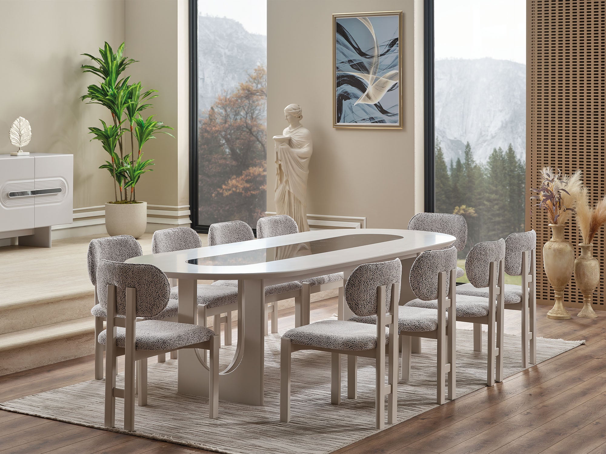 Parma Diningroom (Consol With Mirror & Dining Table & 6 Dining Chair)