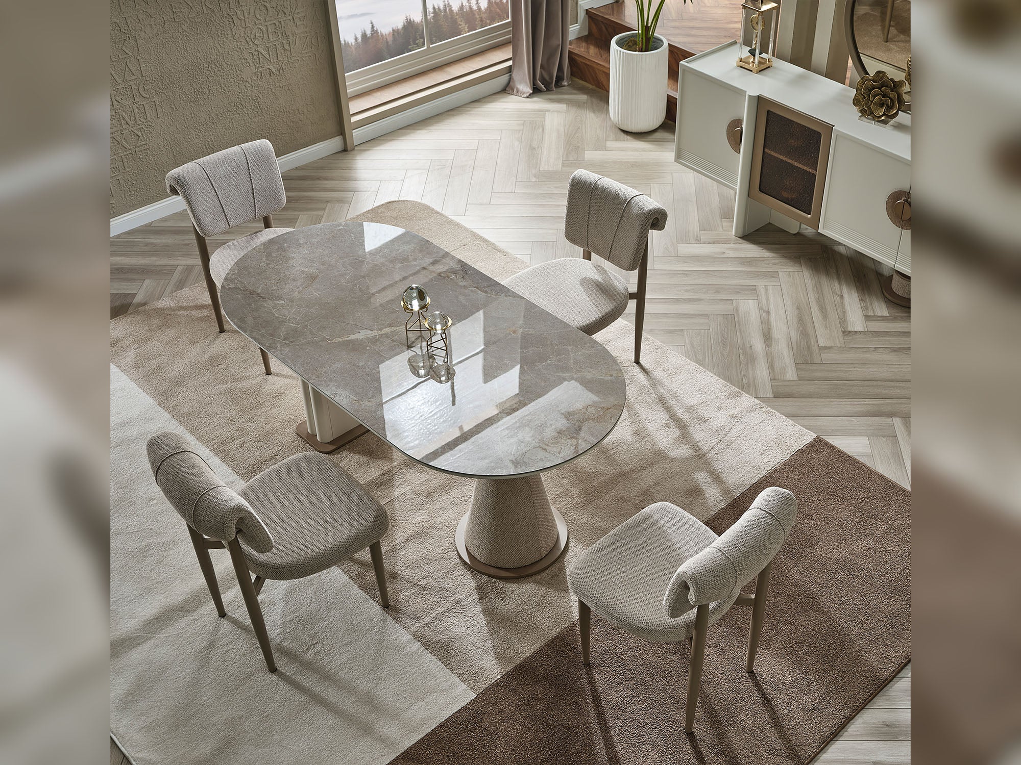 Prag Max Diningroom (Consol With Mirror & Dining Table & 6 Dining Chair)