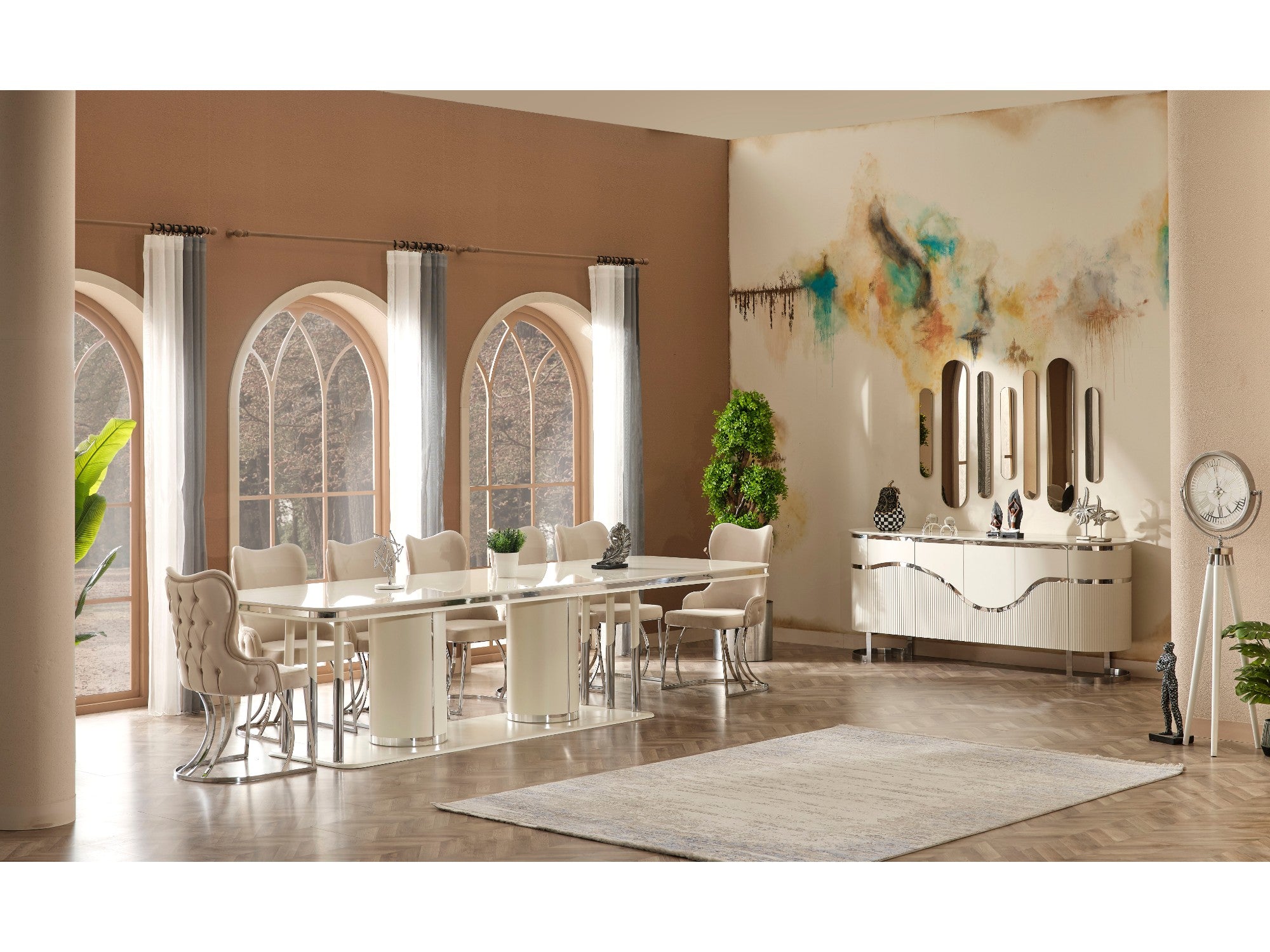 Prag Diningroom (Consol With Mirror & 6 Dining Chair & Dining Table)