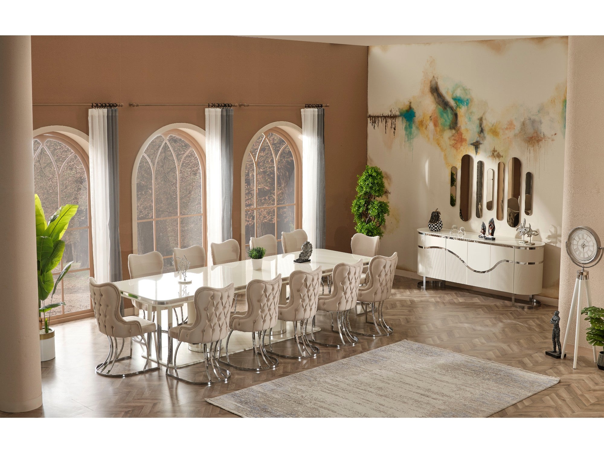 Prag Diningroom (Consol With Mirror & 6 Dining Chair & Dining Table)