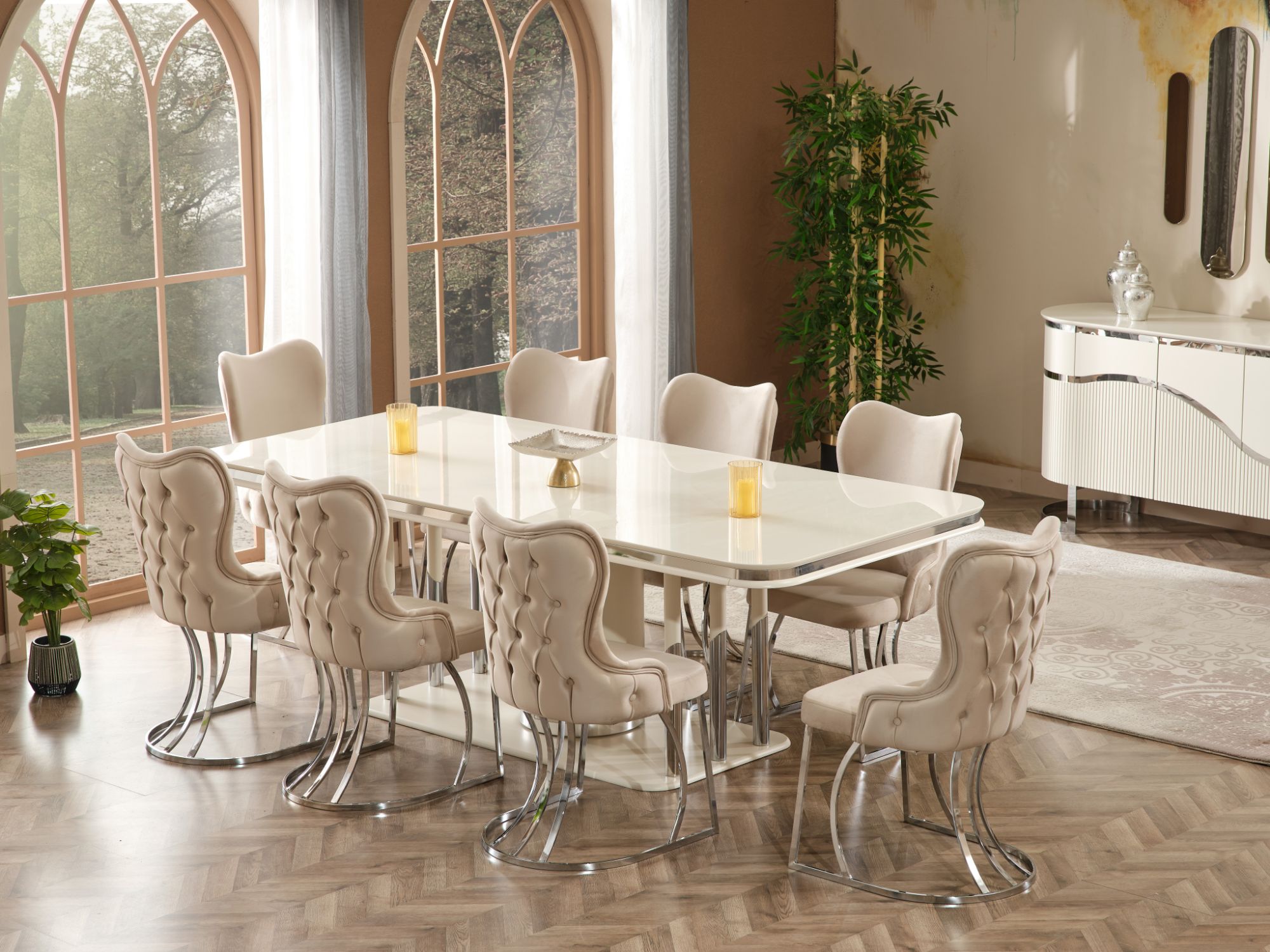 Prag Diningroom (Consol With Mirror & 6 Dining Chair & Dining Table)
