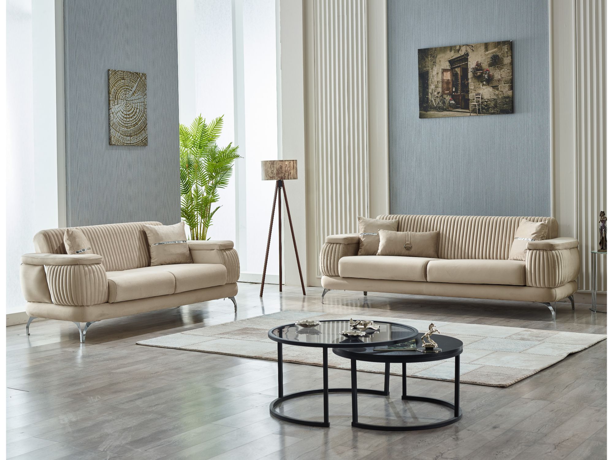 Resital 3-pieces (Sofa & Loveseat & Chair) Livingroom Set Beige
