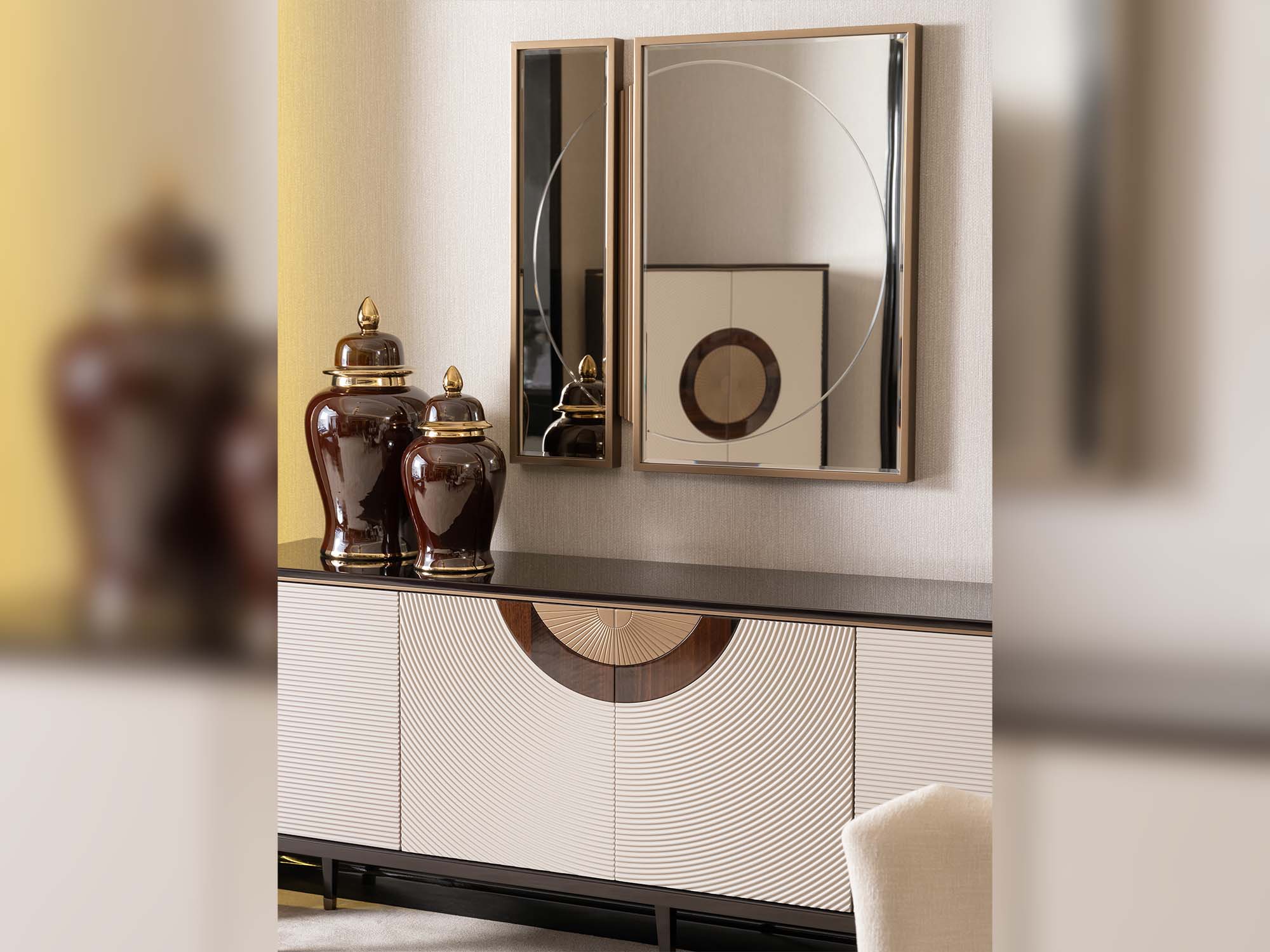 Revora Diningroom (Consol With Mirror & Dining Table & 2 Lux Dining Chair & 2 Dining Chair)