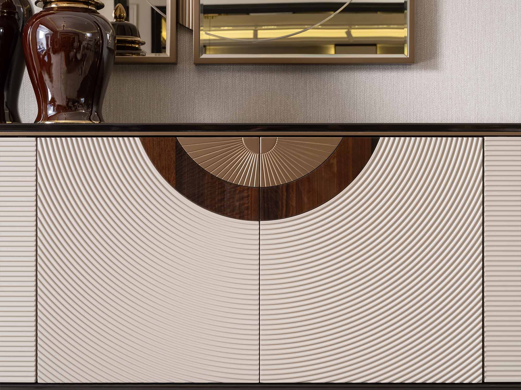 Revora Diningroom (Consol With Mirror & Dining Table & 2 Lux Dining Chair & 2 Dining Chair)
