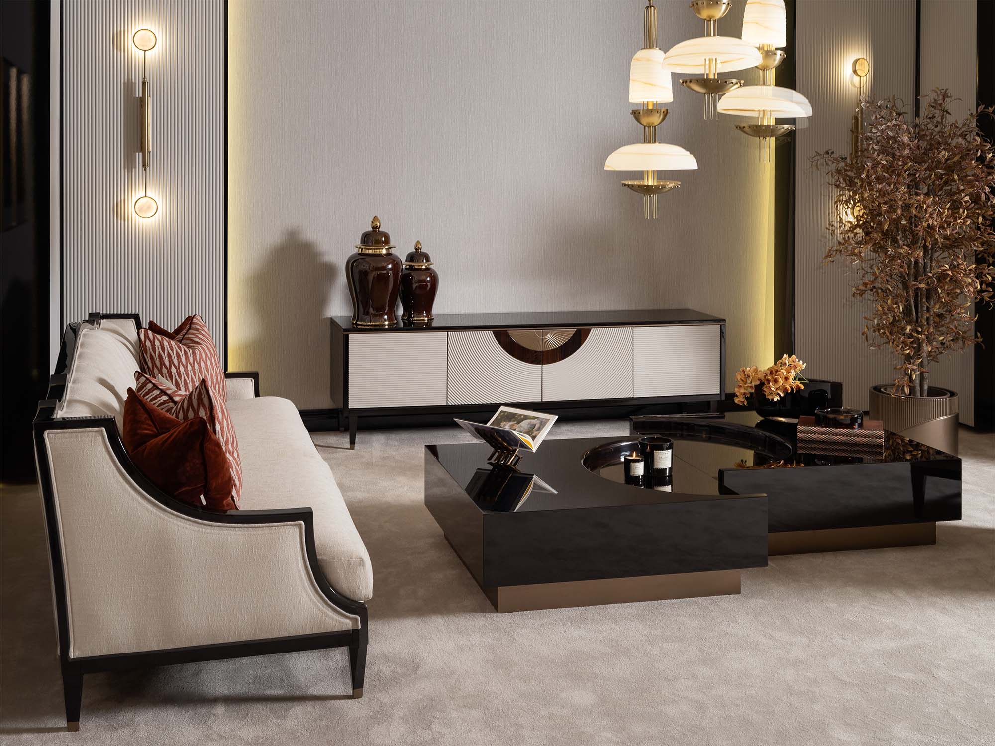 Revora 4-pieces (1 Four Seater Lux Sofa & 1 Four Seater Sofa & 2 Chair) Livingroom