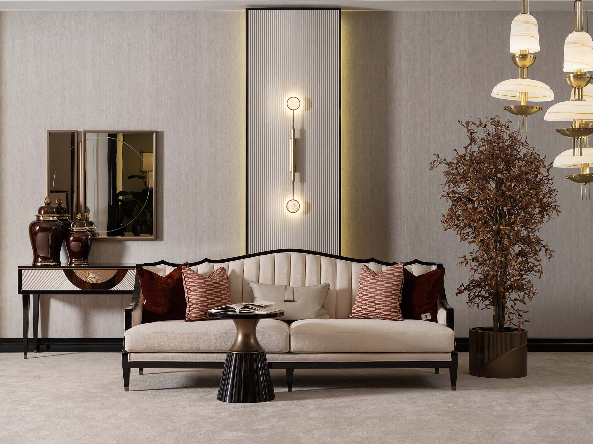 Revora 4-pieces (1 Four Seater Lux Sofa & 1 Four Seater Sofa & 2 Chair) Livingroom