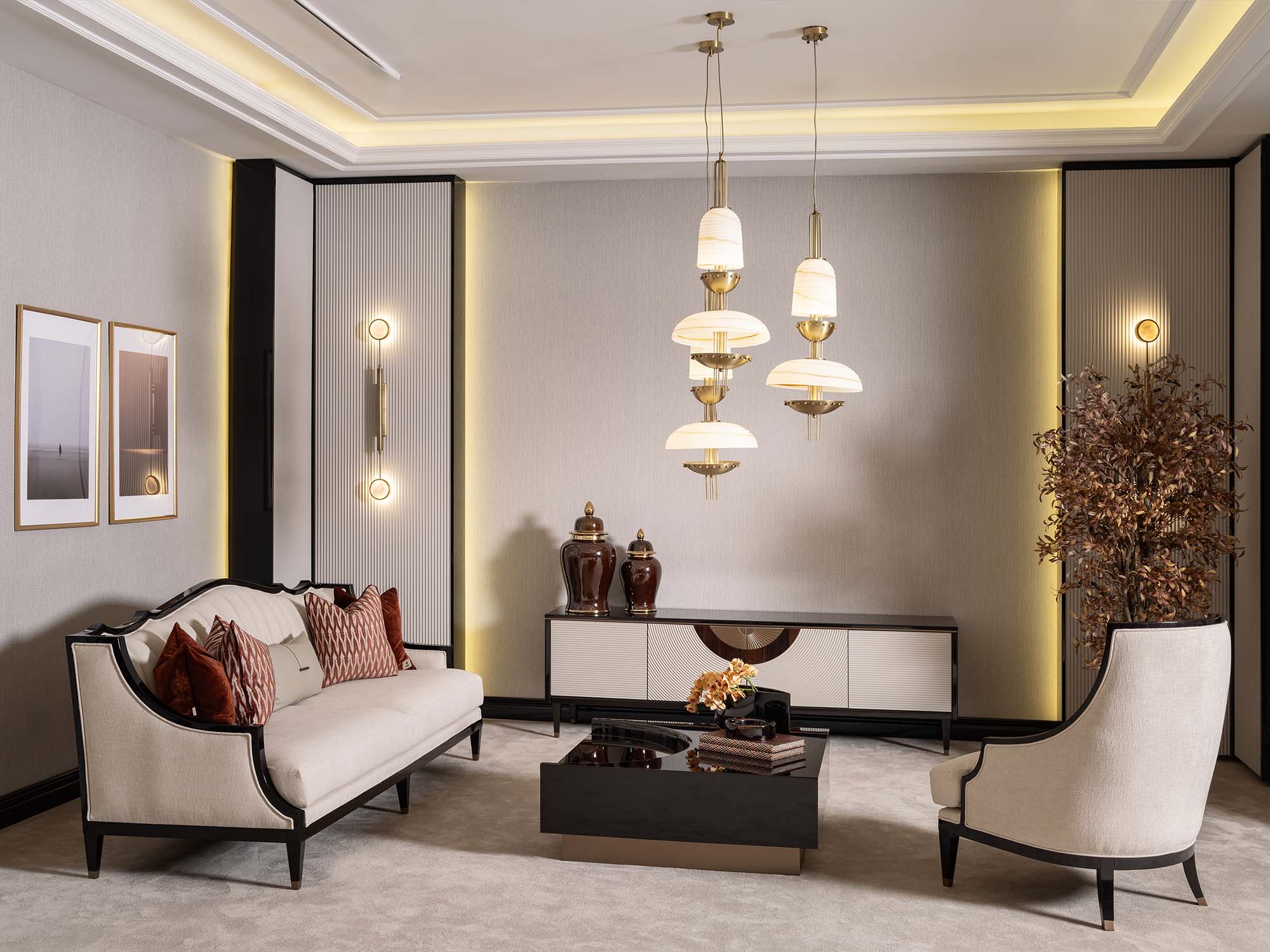 Revora 4-pieces (1 Four Seater Lux Sofa & 1 Four Seater Sofa & 2 Chair) Livingroom