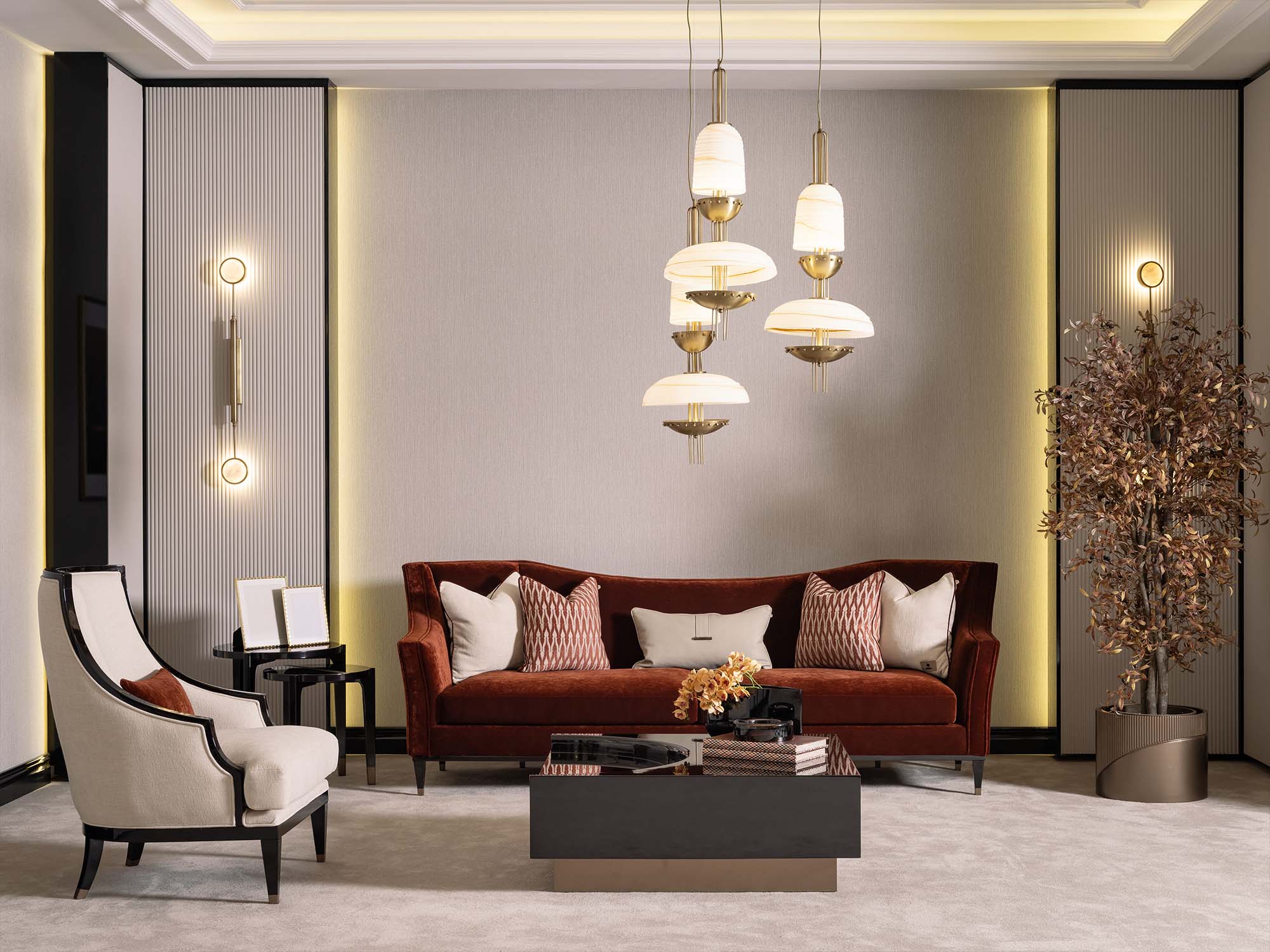 Revora 4-pieces (1 Four Seater Lux Sofa & 1 Four Seater Sofa & 2 Chair) Livingroom