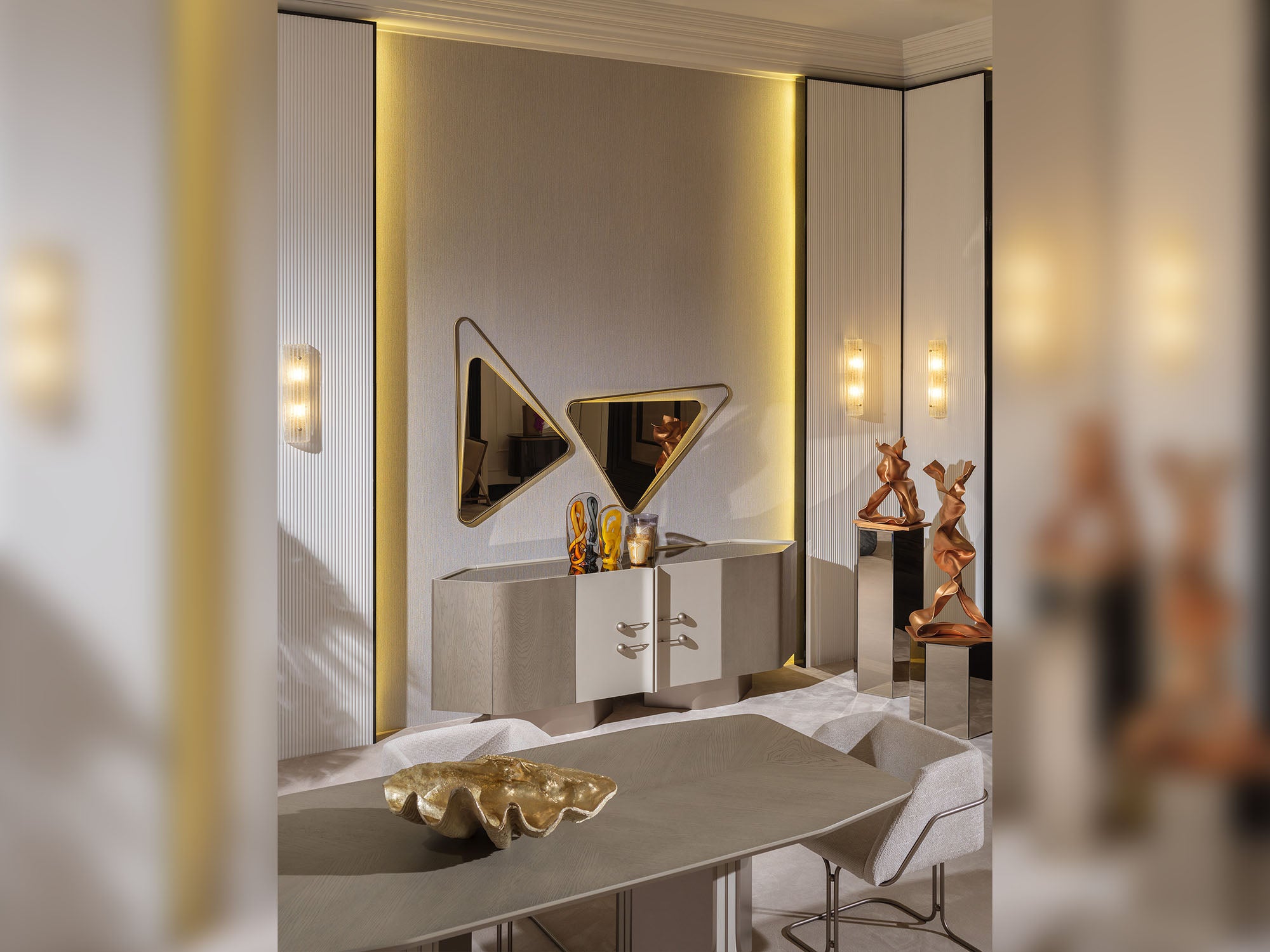 Ricamo Diningroom (Consol With Mirror & Dining Table & 6 Dining Chair)