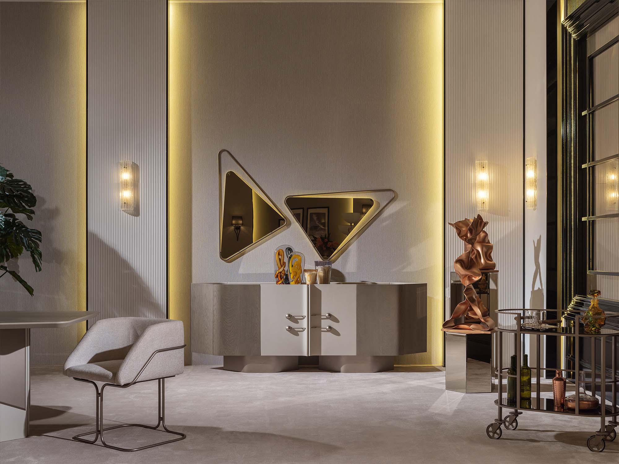 Ricamo Diningroom (Consol With Mirror & Dining Table & 6 Dining Chair)