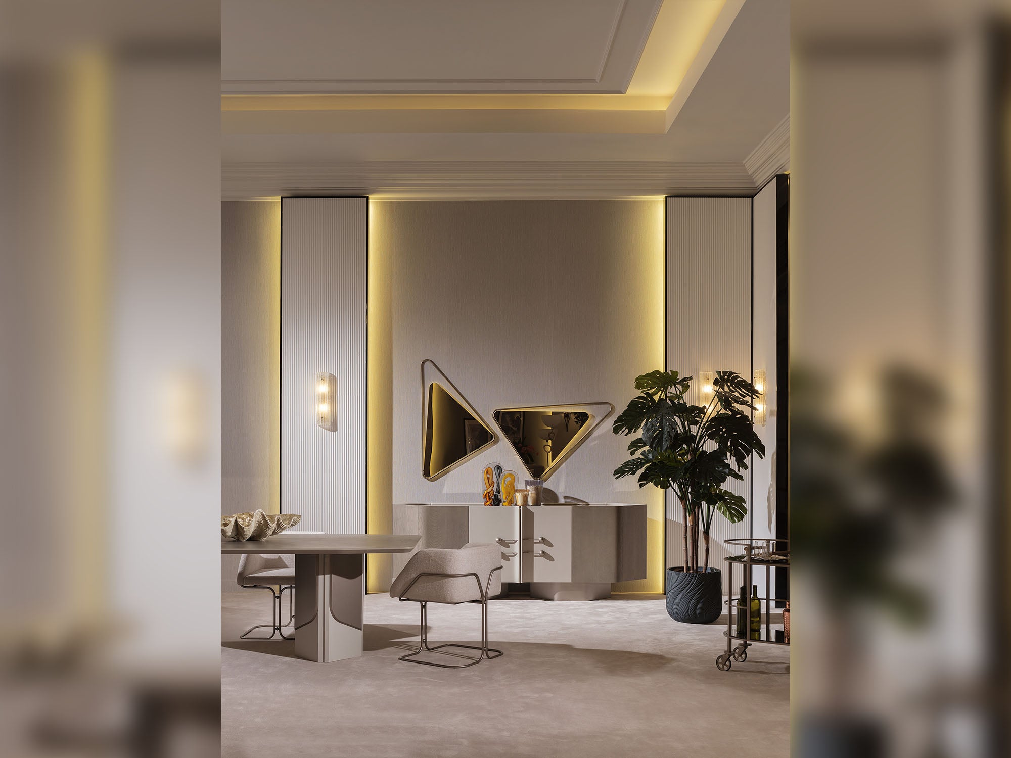 Ricamo Diningroom (Consol With Mirror & Dining Table & 6 Dining Chair)