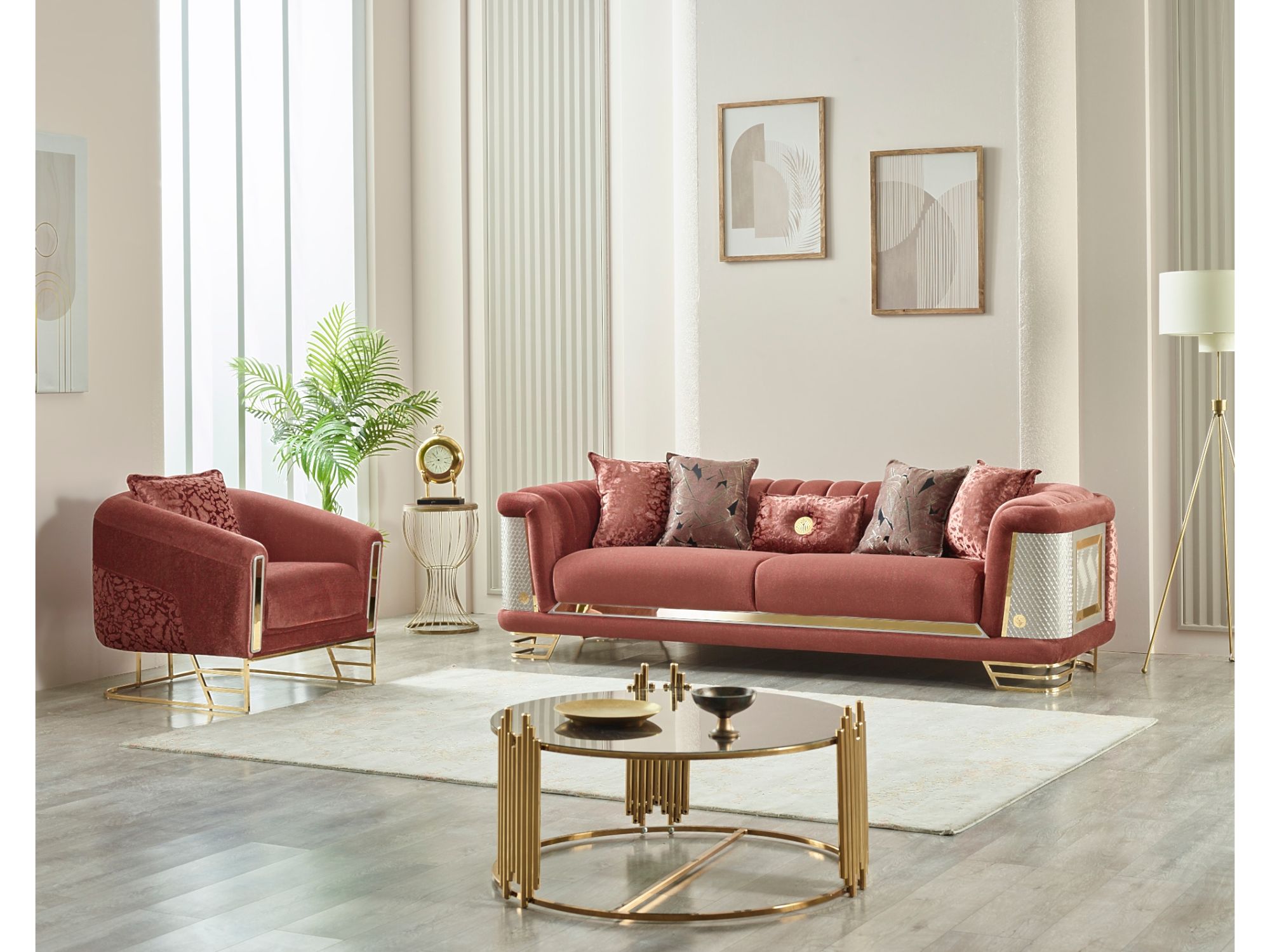 Romans 3-pieces (Sofa & Loveseat & Chair) Livingroom Set Brick