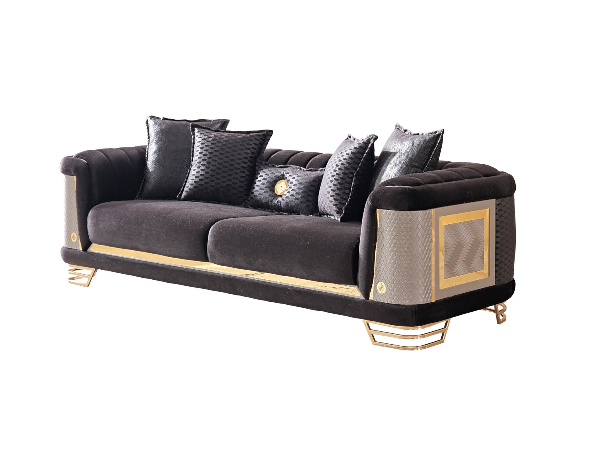 Romans 3-pieces (Sofa & Loveseat & Chair) Livingroom Set Black