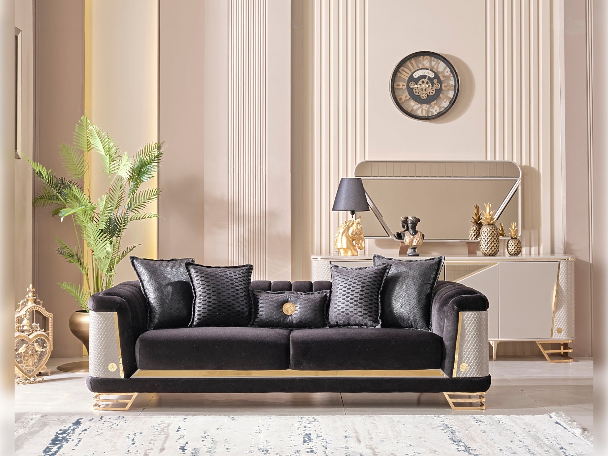 Romans 3-pieces (Sofa & Loveseat & Chair) Livingroom Set Black