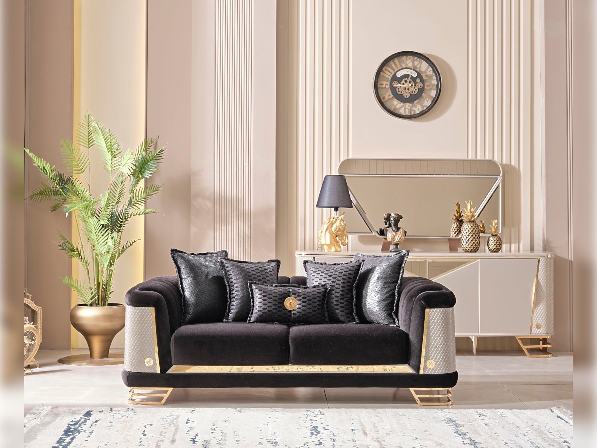 Romans Stationary Loveseat Black