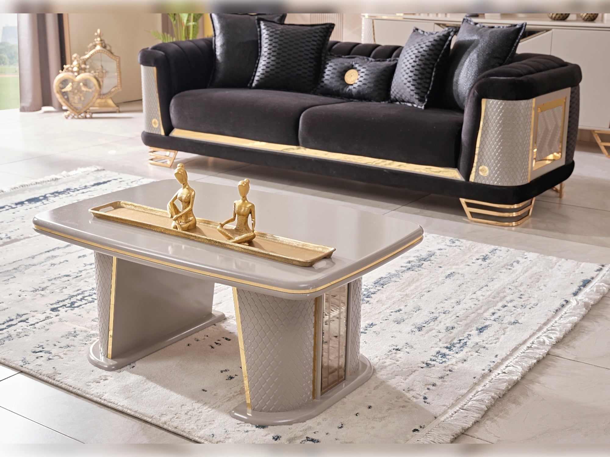 Romans 3-pieces (Sofa & Loveseat & Chair) Livingroom Set Black