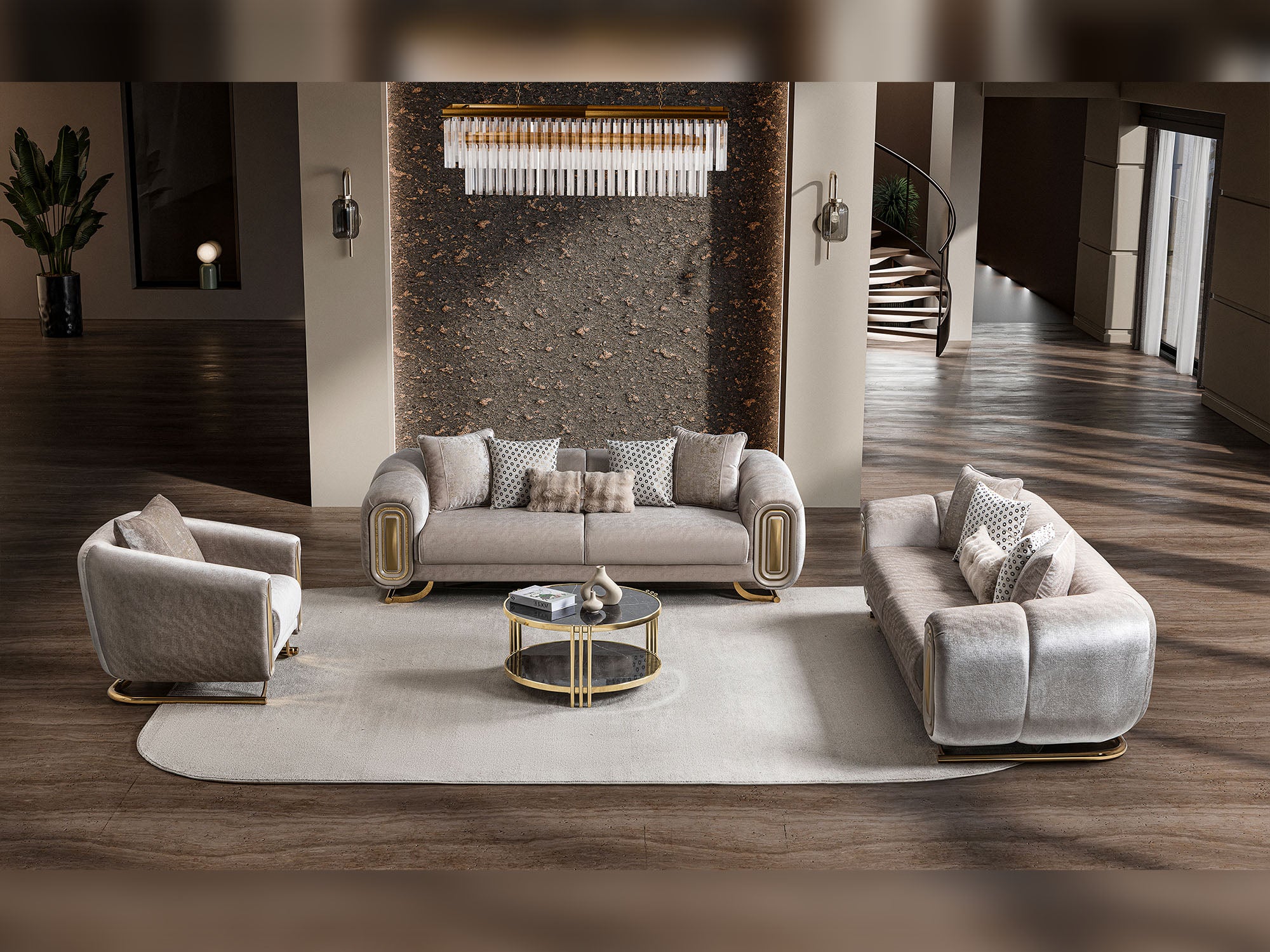 Romeo 3-pieces (Sofa & Loveseat & Chair) Livingroom Set