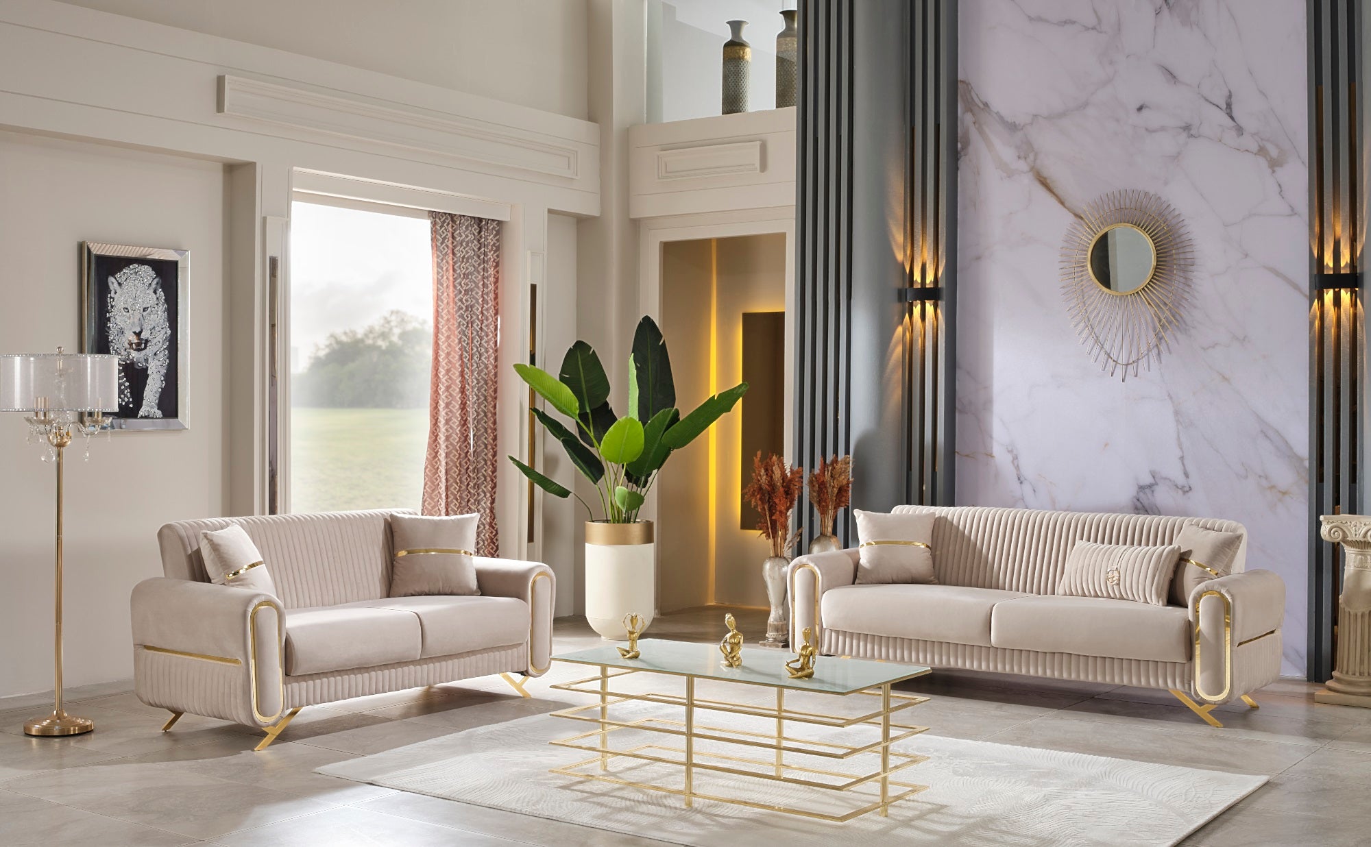 Royal 3-pieces (Sofa & Loveseat & Chair) Livingroom Set Beige