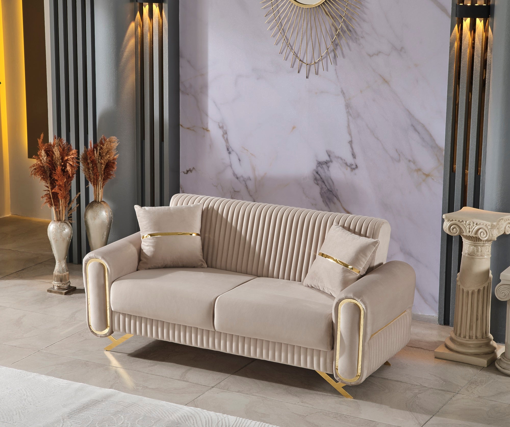 Royal 3-pieces (Sofa & Loveseat & Chair) Livingroom Set Beige
