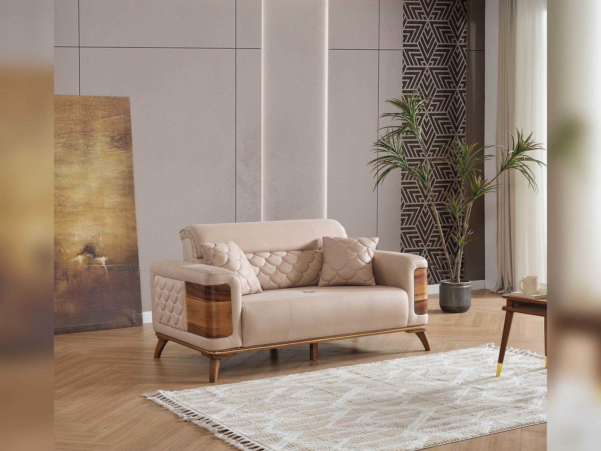 Ruby 3-pieces (Sofa & Loveseat & Chair) Livingroom Set Beige