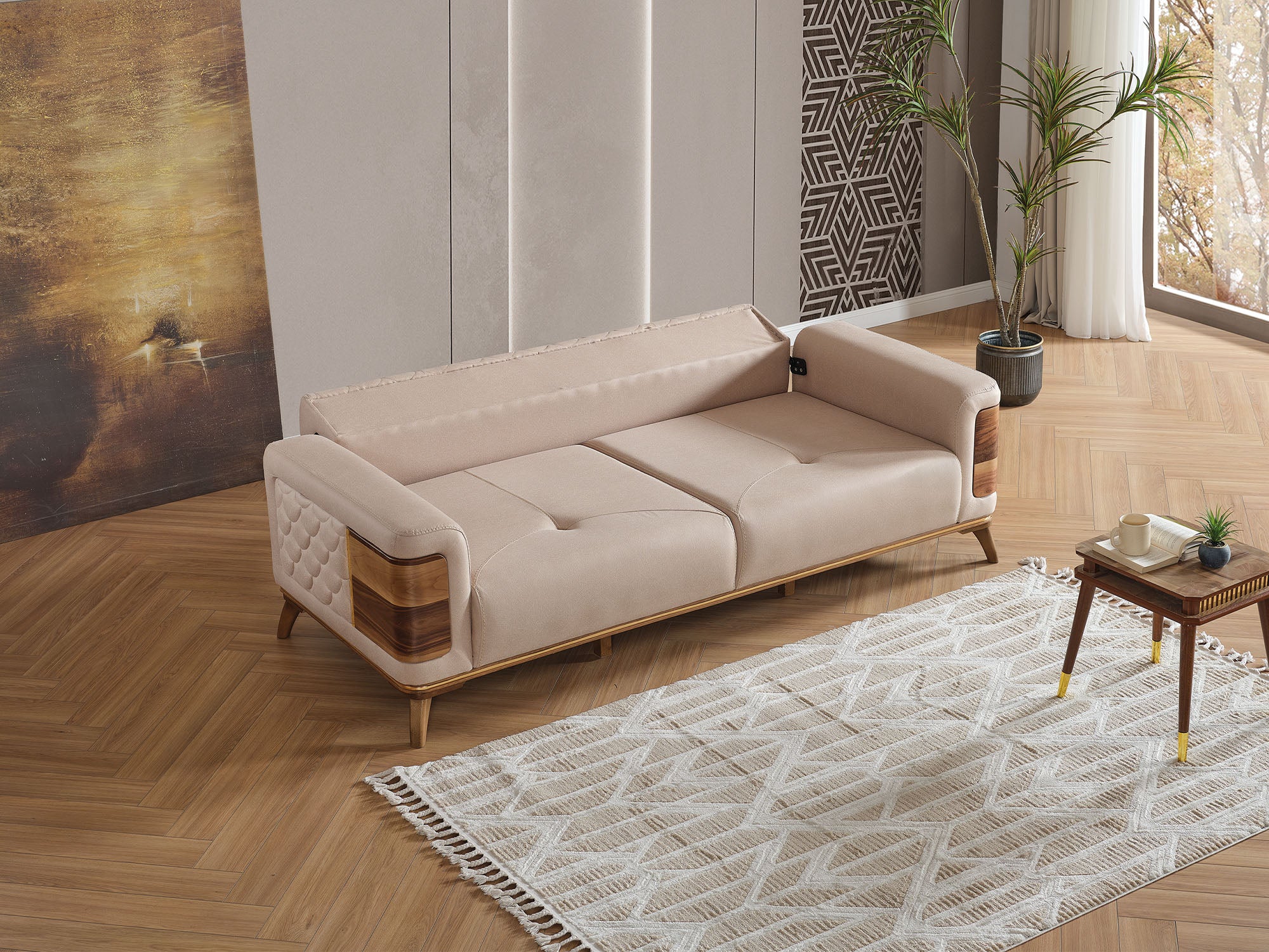 Ruby 3-pieces (Sofa & Loveseat & Chair) Livingroom Set Beige