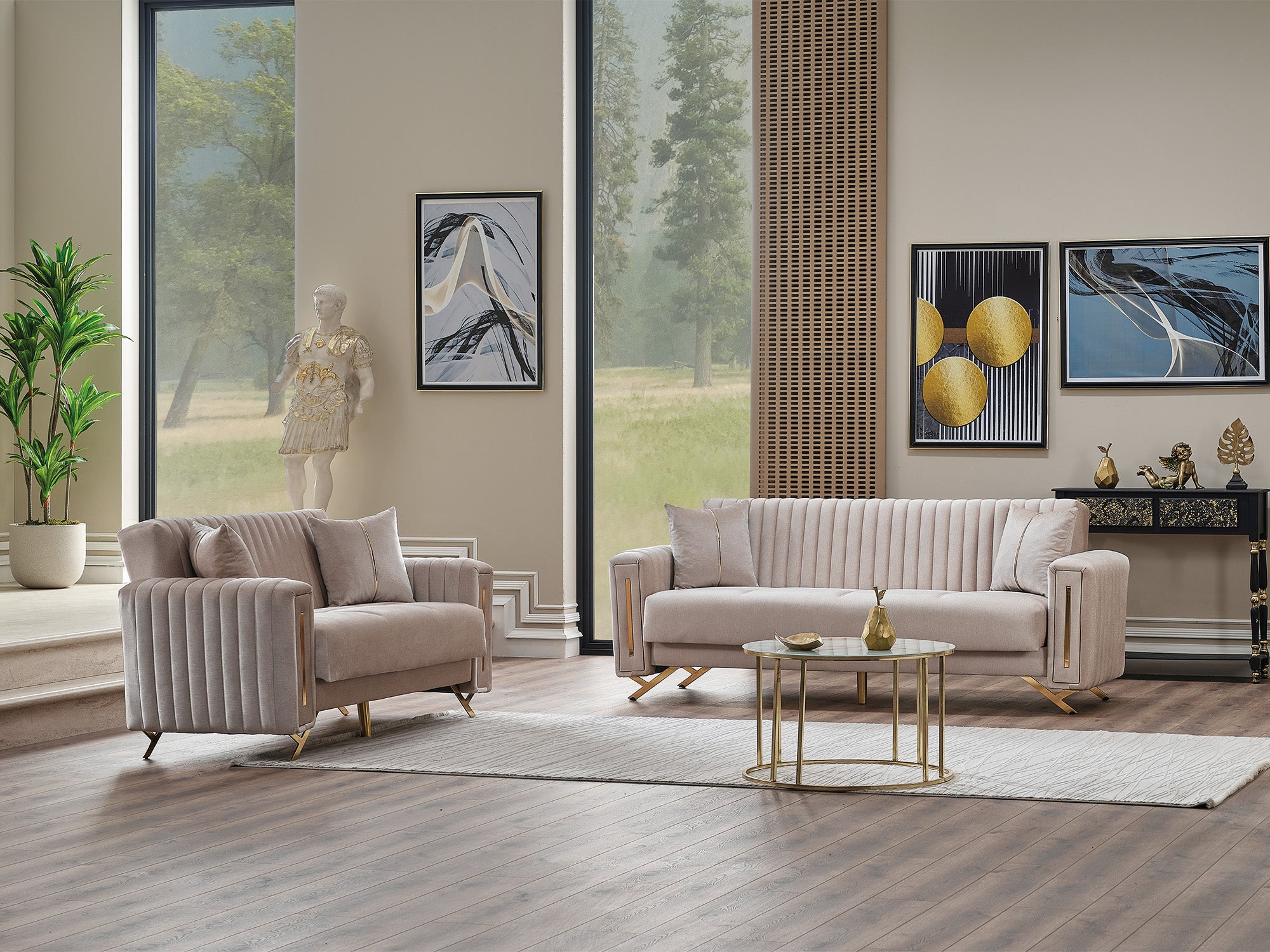 Senfoni Convertible Loveseat Beige