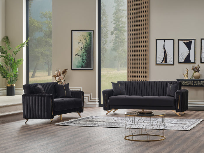 Senfoni 3-pieces (Sofa & Loveseat & Chair) Livingroom Set Black