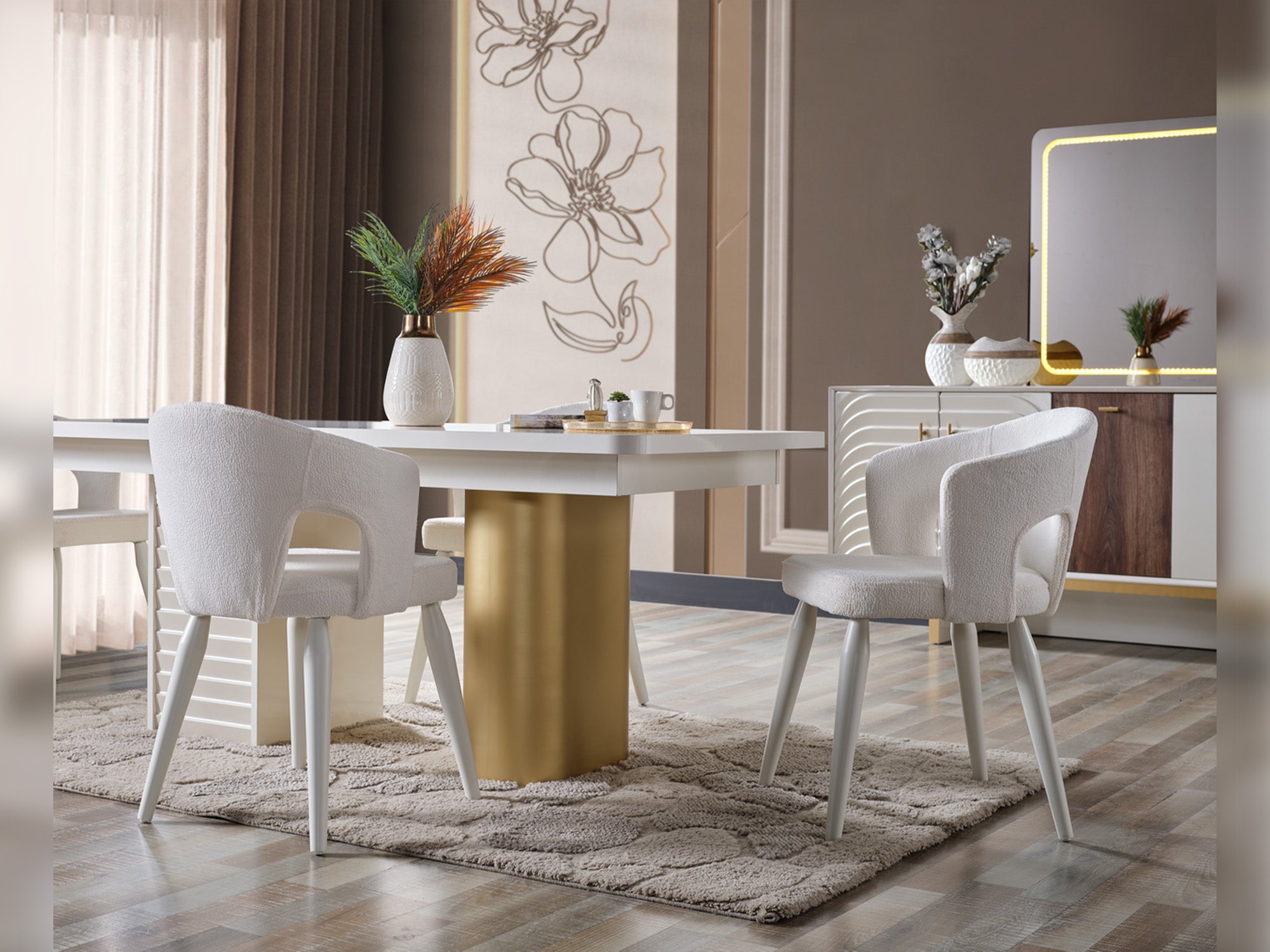 Sidney Diningroom (Consol With Mirror & Dining Table & 6 Dining Chair)