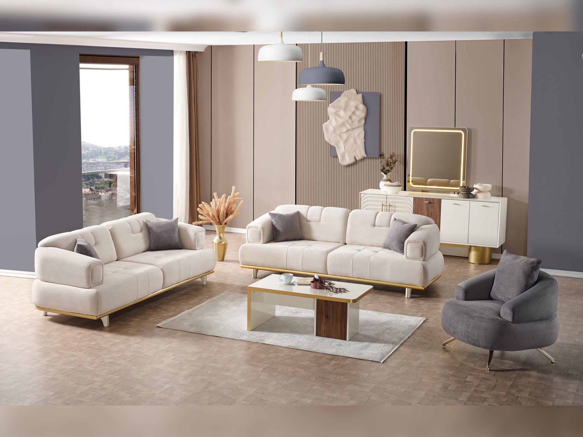 Sidney 3-pieces (Sofa & Loveseat & Chair) Livingroom