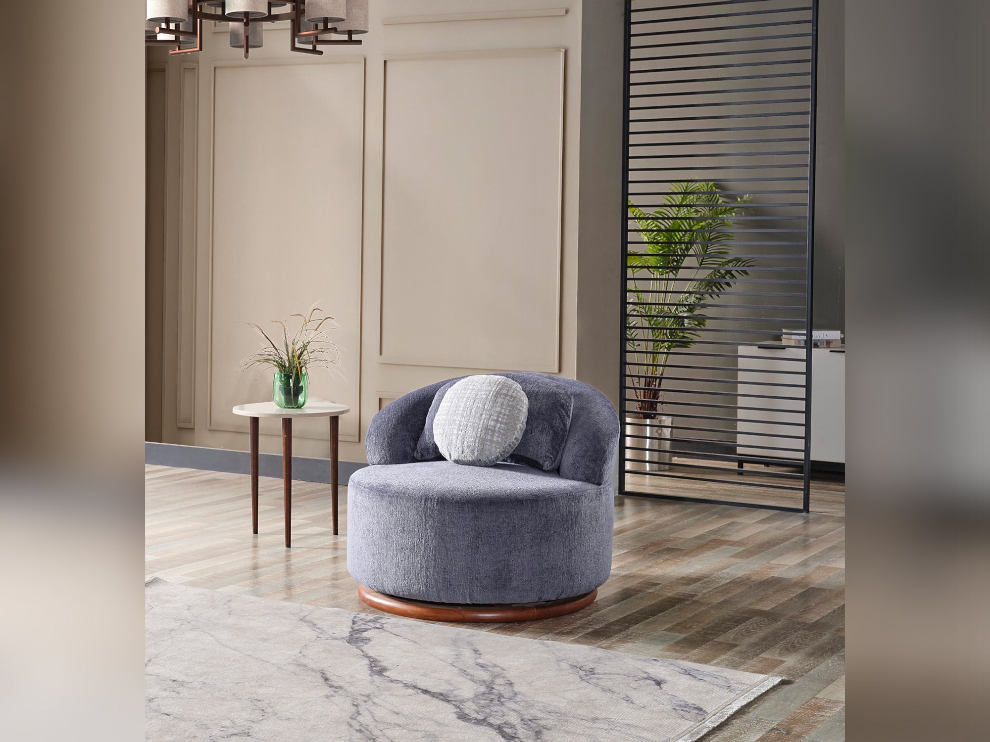 Snowy 3-pieces (Sofa & Loveseat & Swivel Chair) Livingroom Set Anthracite